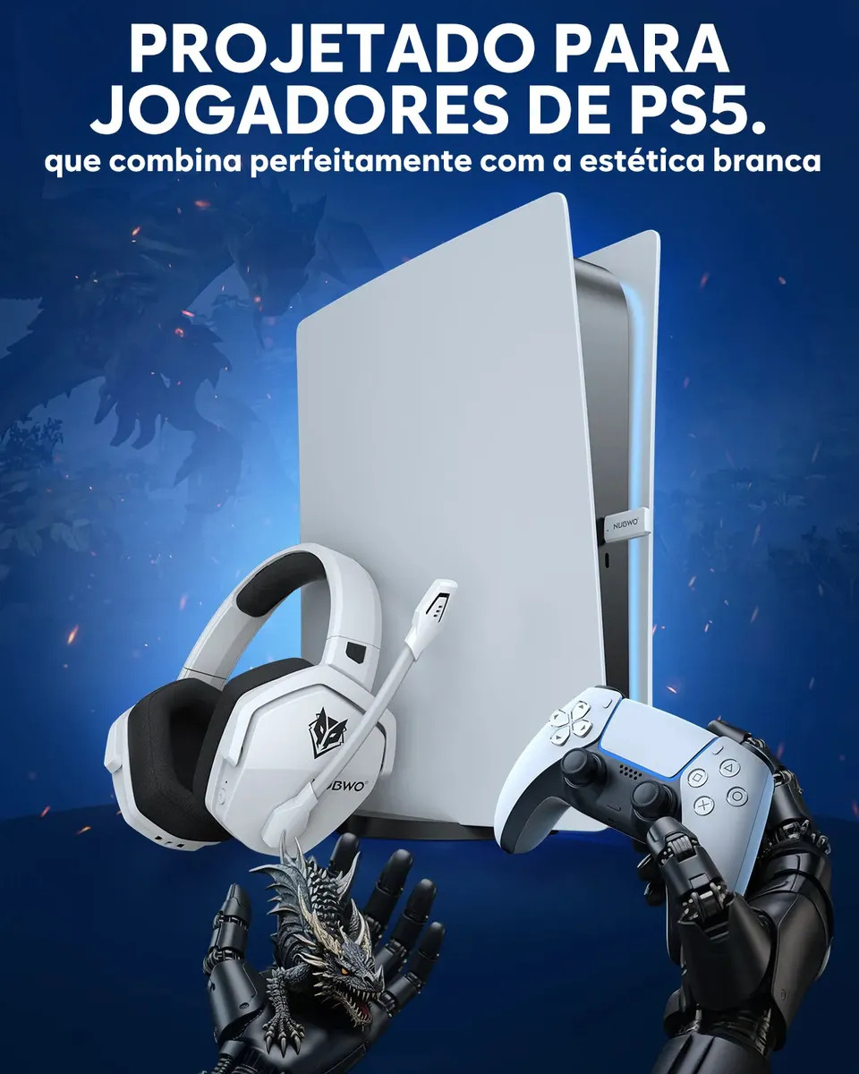 Wireless Headset Nubwo G06 Fone Gamer 2.4ghz Usb Bluetooth Wireless Latencia Baja 23ms Sonido 7.1 Bateria 100h Para PC/PS4/PS5/Xbox - Imagem 4