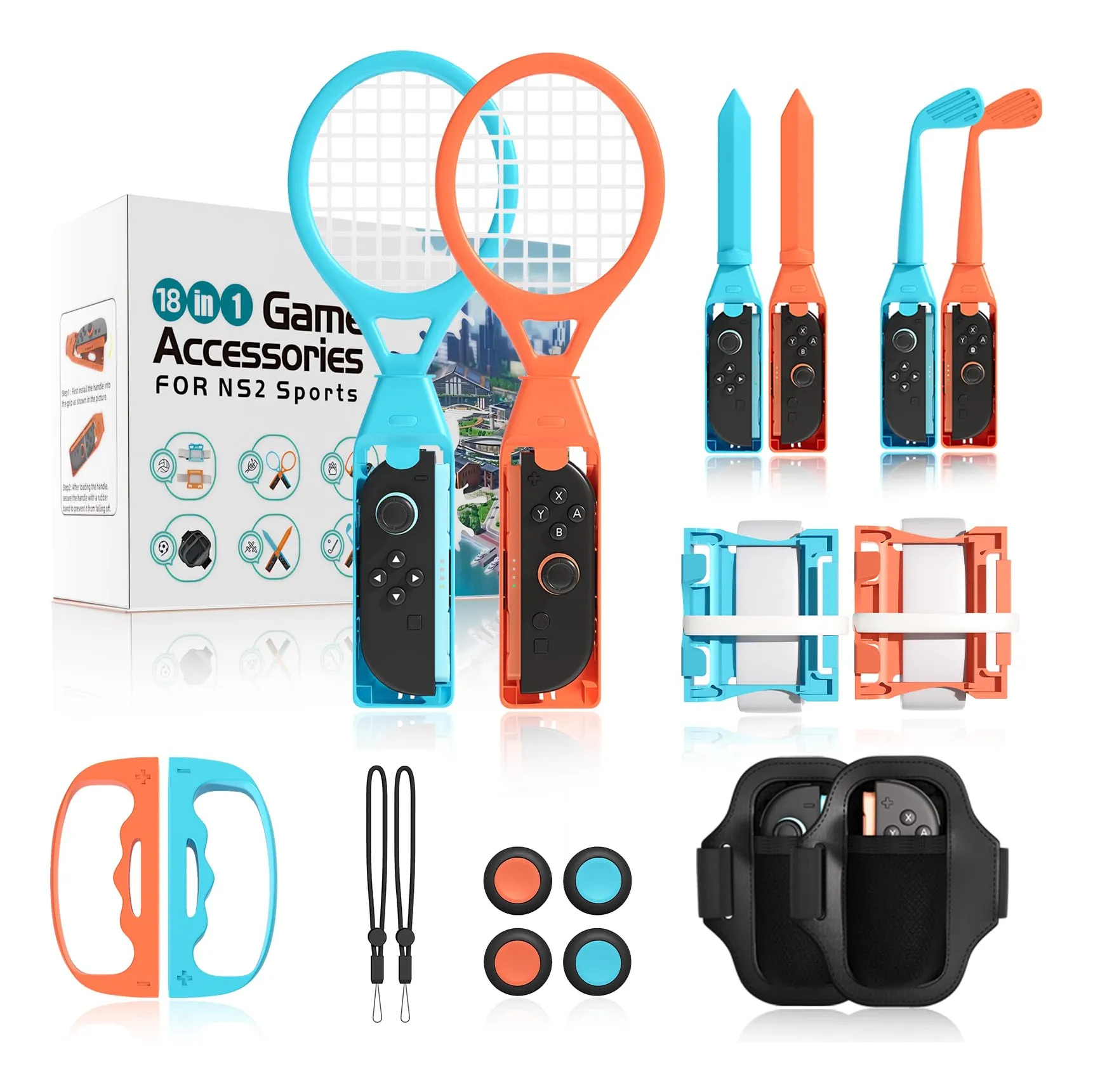 Kit 18 Em 1 Acessórios Esportes Para Joy Con Switch