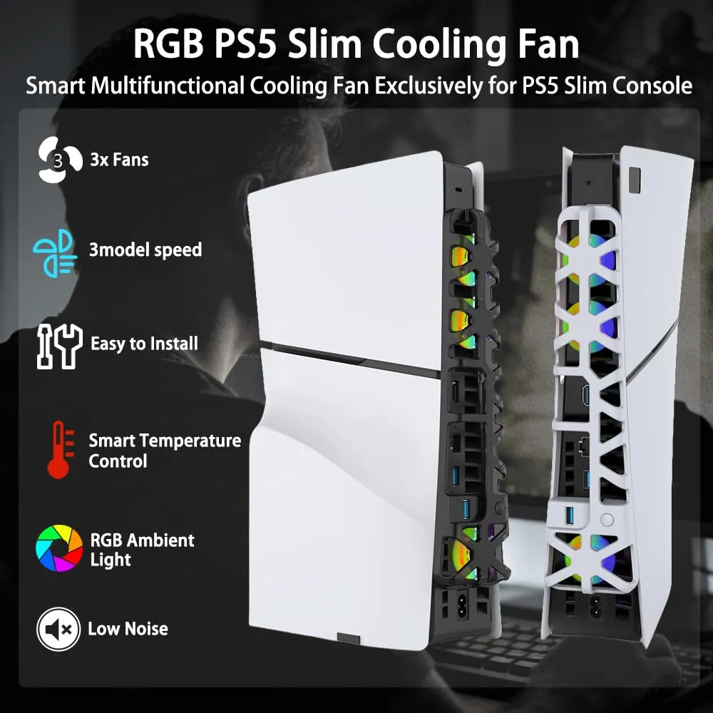 Ventoinha De Resfriamento Para Ps5 Slim Com Iluminação Rgb E - Imagem 2
