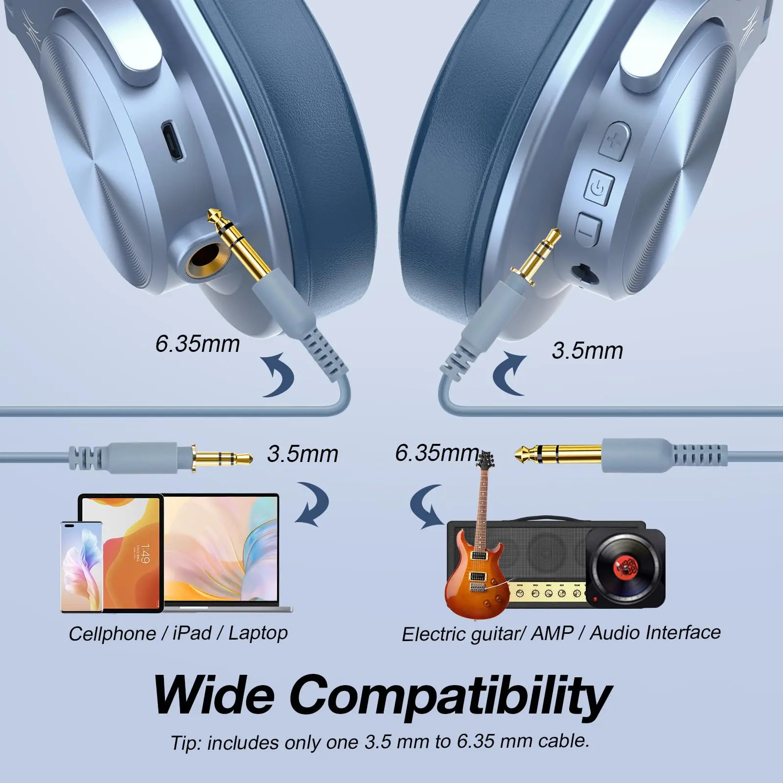 Fones De Ouvido Oneodio A70 Bluetooth Over Ear Com 72h De Te - Imagem 4