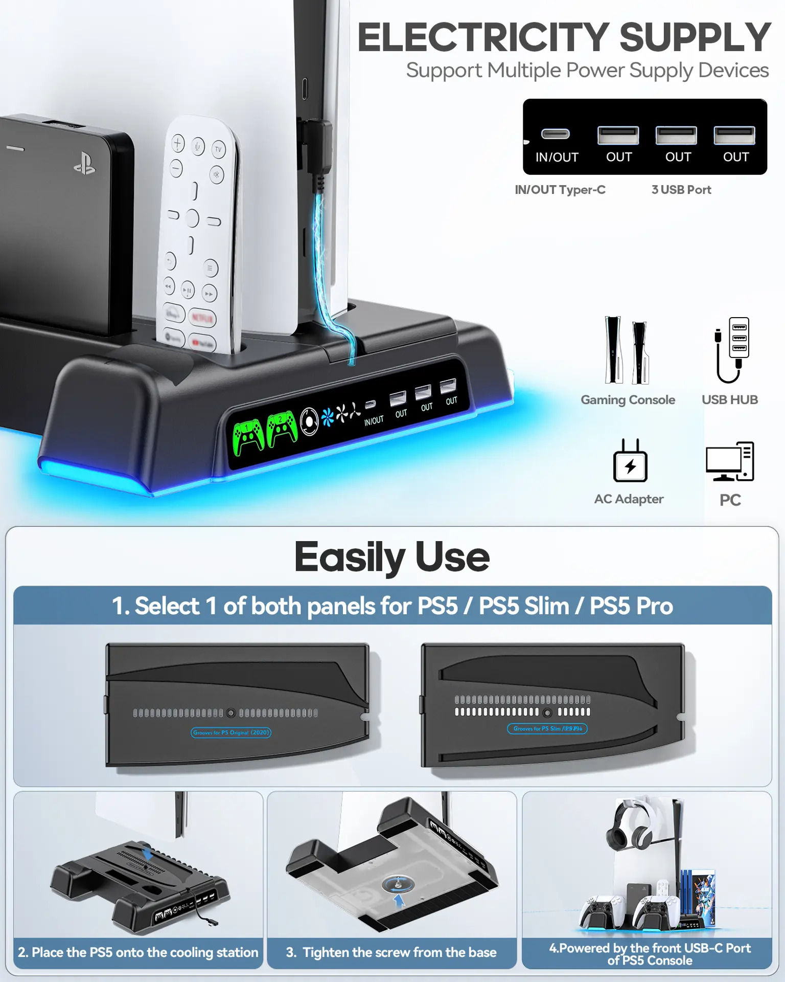 Carregador De Controle Para Ps5/ Slim/pro - Imagem 4