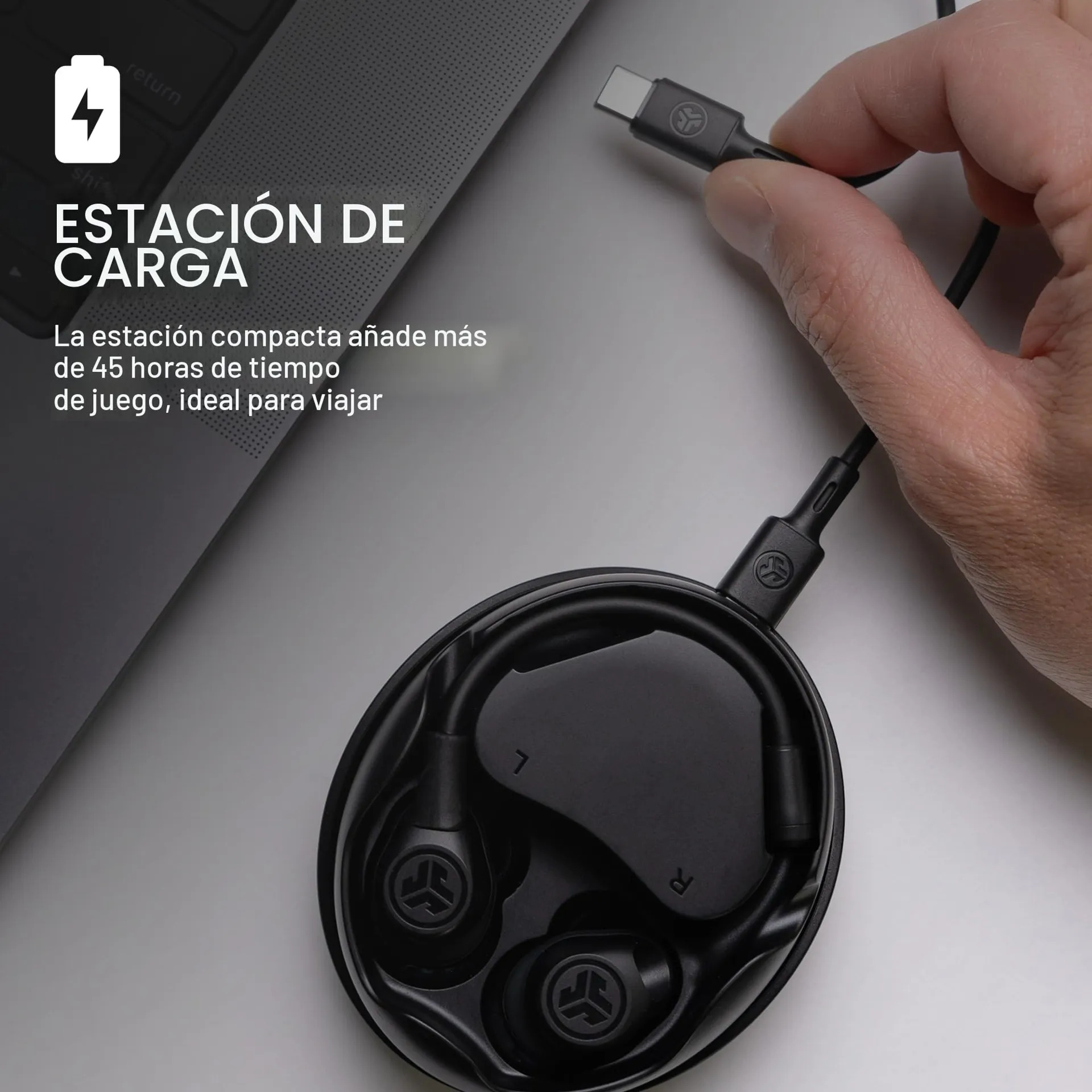 Fones De Ouvido Sem Fio Jlab Work Buds E Microfone Multipont Negro - Imagem 5