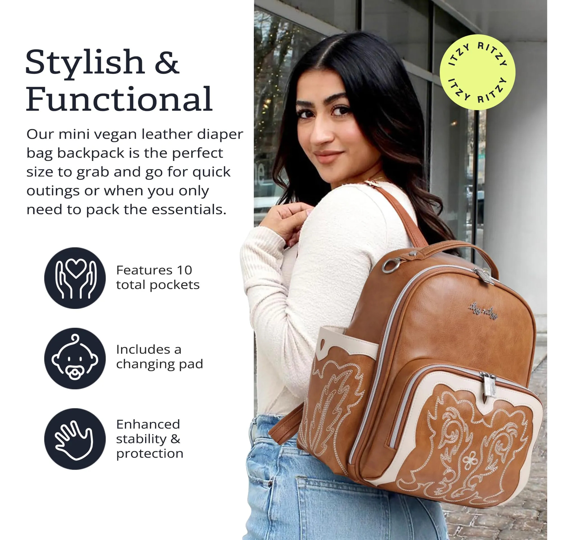 Mini Mochila De Fraldas Itzy Ritzy Design Chique Em Forma - Imagem 3