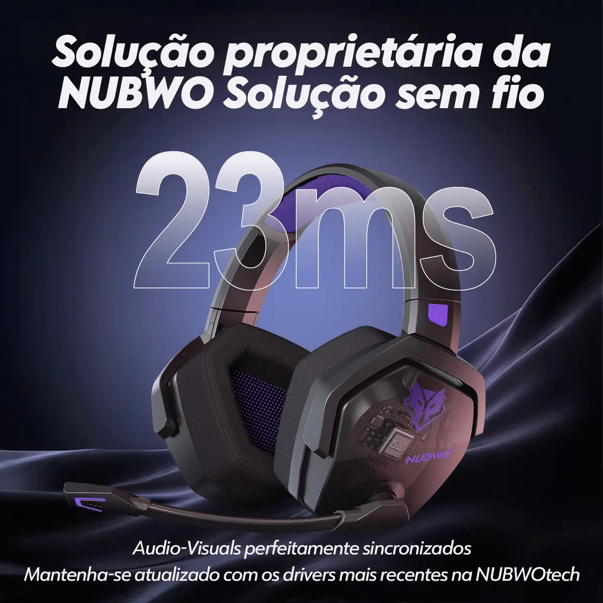 Fone de Ouvido Gamer Nubwo G06 Sem Fio c/ Som 7.1 e Bateria 100h - Imagem 3