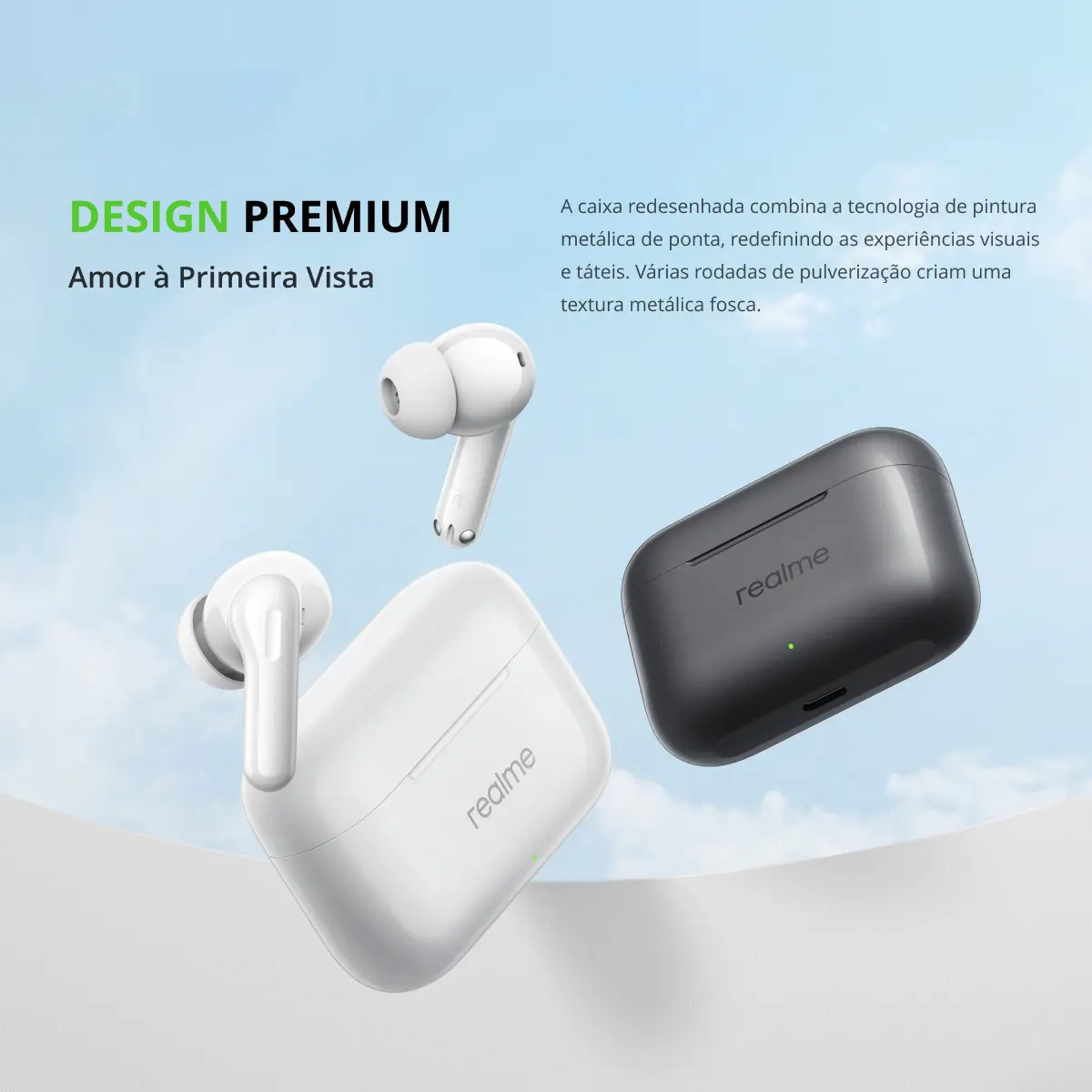 Fones de Ouvido Sem Fio Realme Buds T200 Branco - Imagem 7