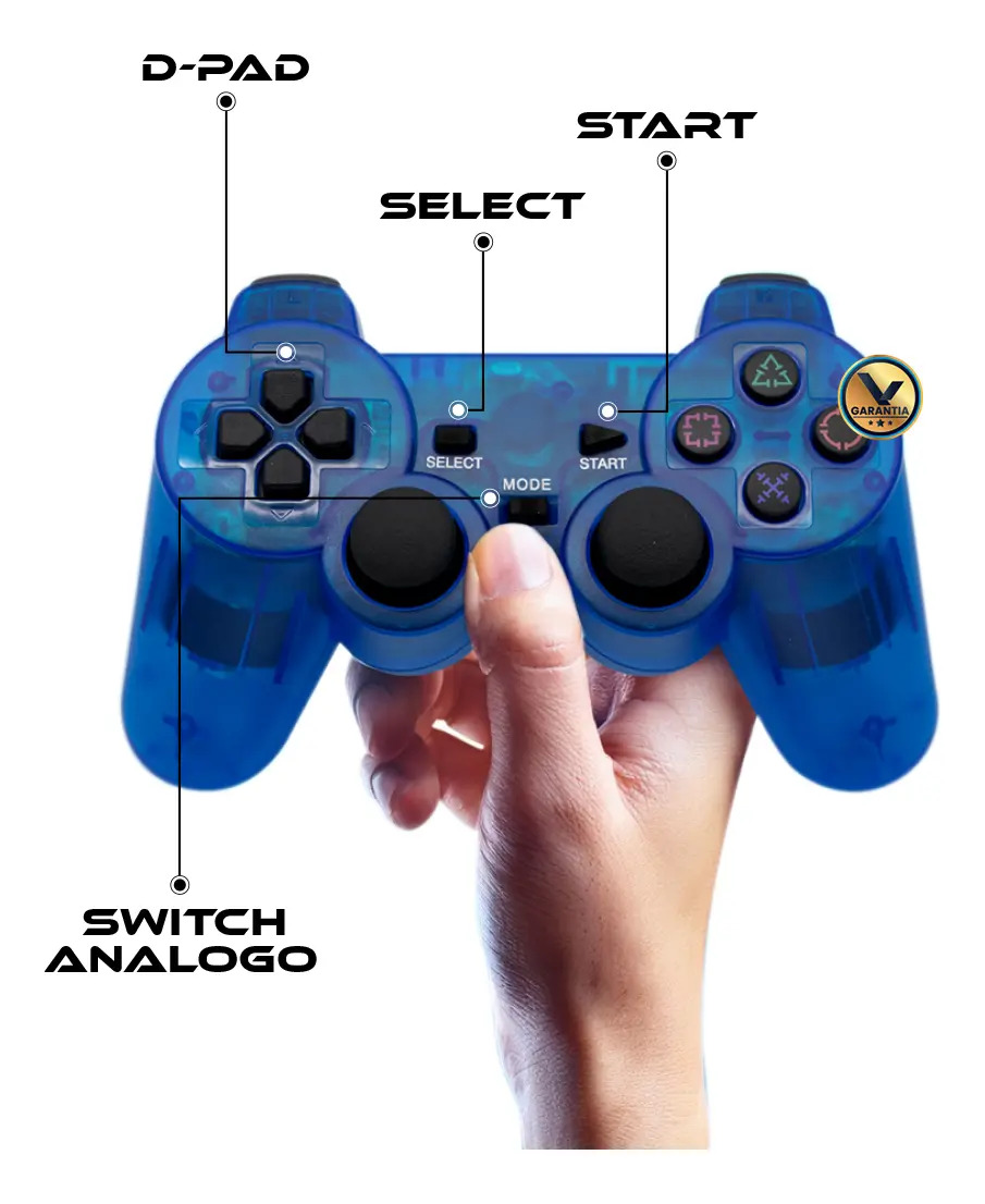 Controle Inalámbrico Com Vibração Compatível Com Ps2 E Ps1 ~ - Imagem 3