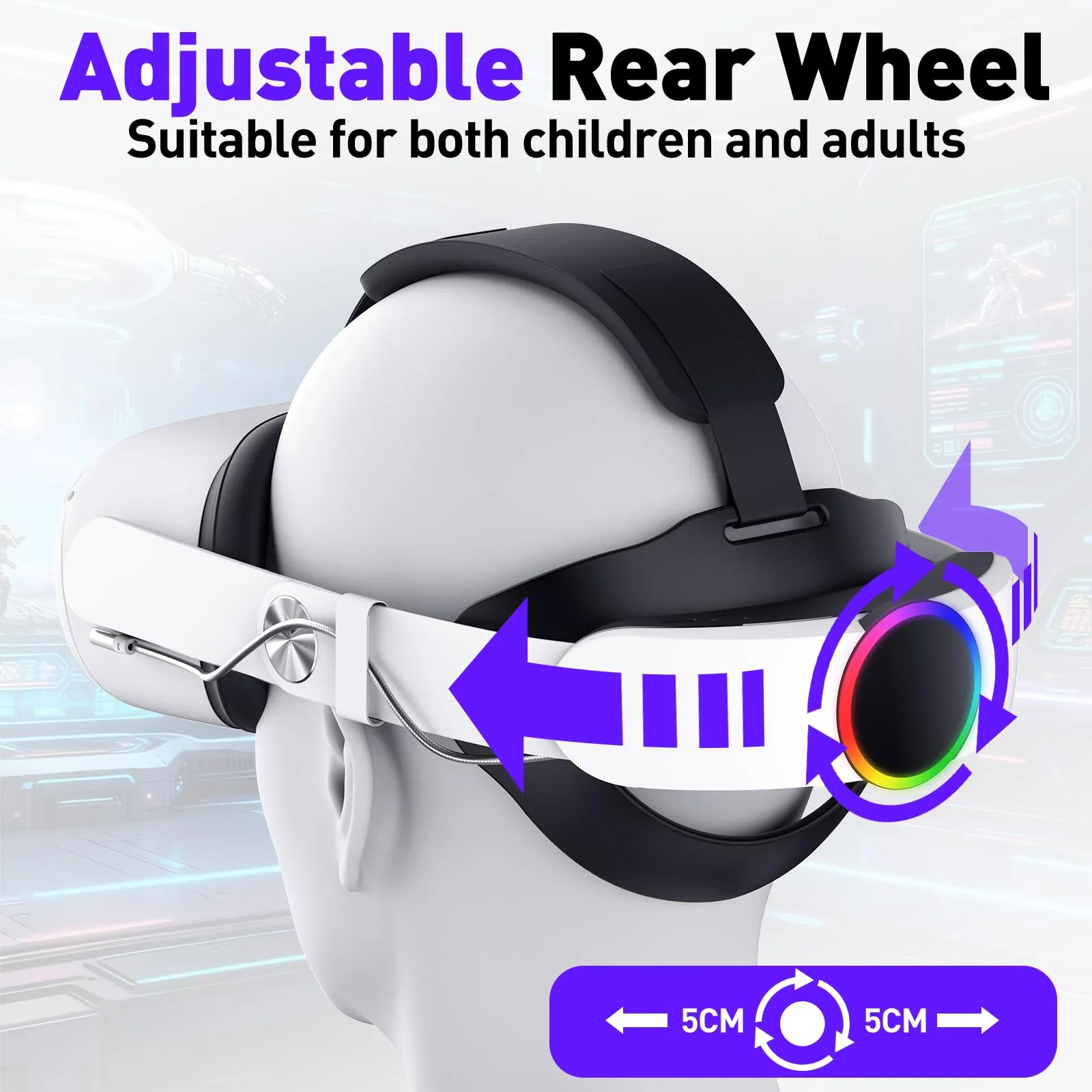Alça De Cabeça Arocovr Rgb Para Oculus/meta Quest 2 Com 1000 - Imagem 3