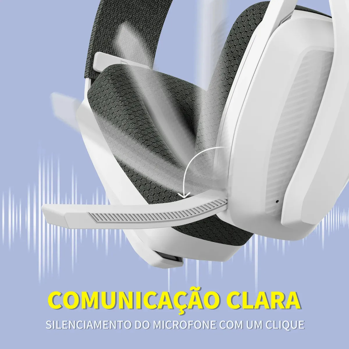 Fone de ouvido Headset gamer Binnune Bw06 Wireless Fone cinza para PC,PS,Mac USB 2.4Ghz,5.3Bluetooth com mic - Imagem 4
