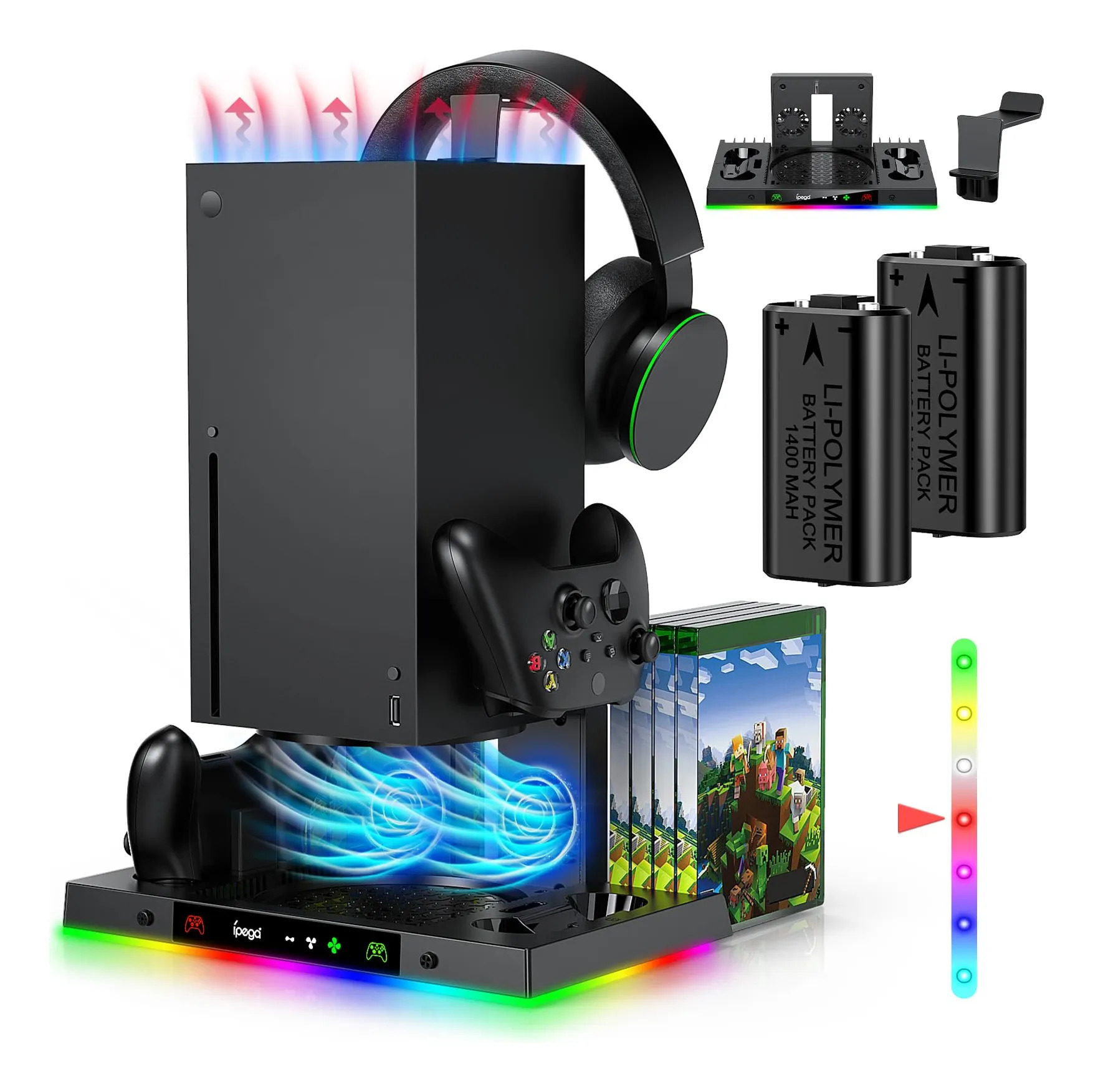 Suporte Refrigerado Auarte Para Xbox Series X Com 2 Baterias