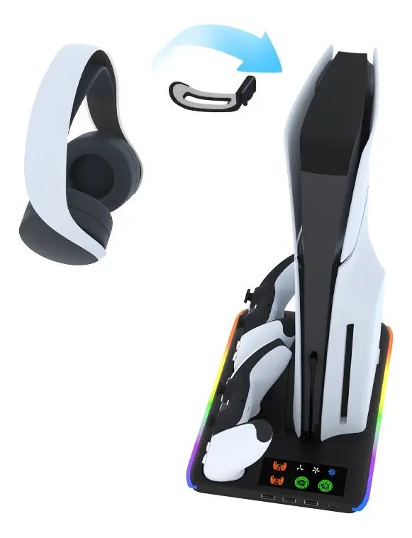 Base Carregadora Com Cooler Para Ps5 E 2 Controles - Imagem 6