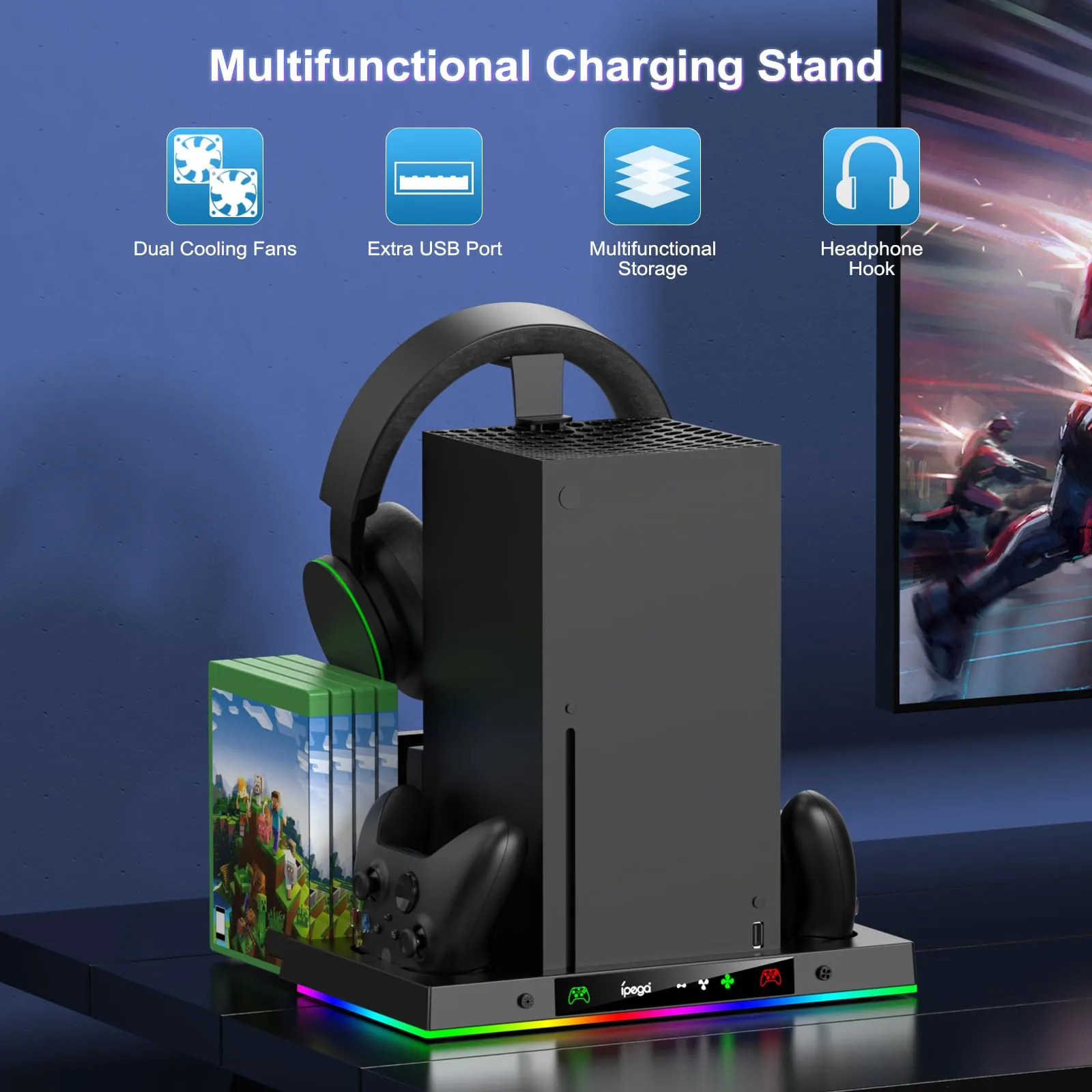 Suporte Refrigerado Auarte Para Xbox Series X Com 2 Baterias - Imagem 8