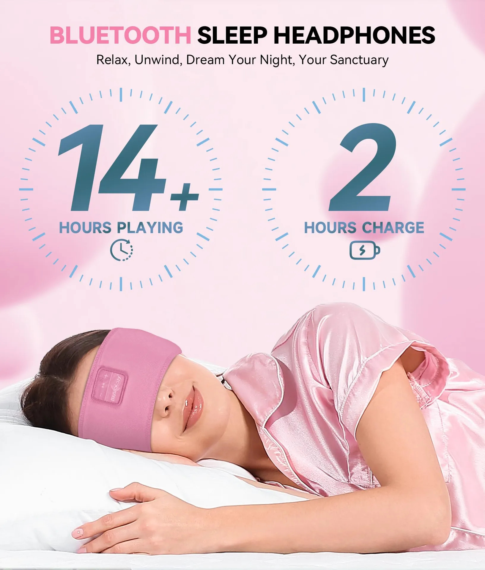 Banda De Fones De Ouvido Musicozy Bluetooth 5.4 Sleep Preto - Imagem 2