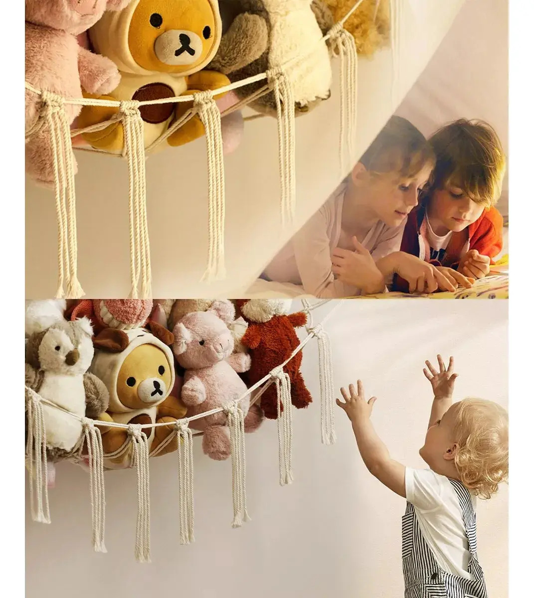 Organizador De Brinquedos De Pelúcia Para Bebês Crema 1 - Imagem 4