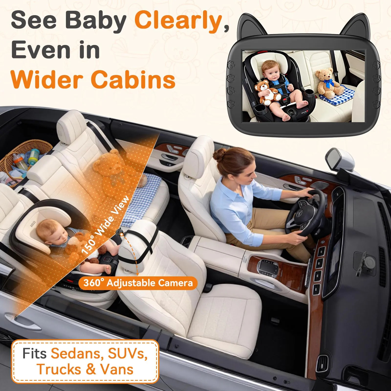 Câmera De Carro De Bebê Befumly Hd 1080p Com Visão Noturna Preto - Imagem 9