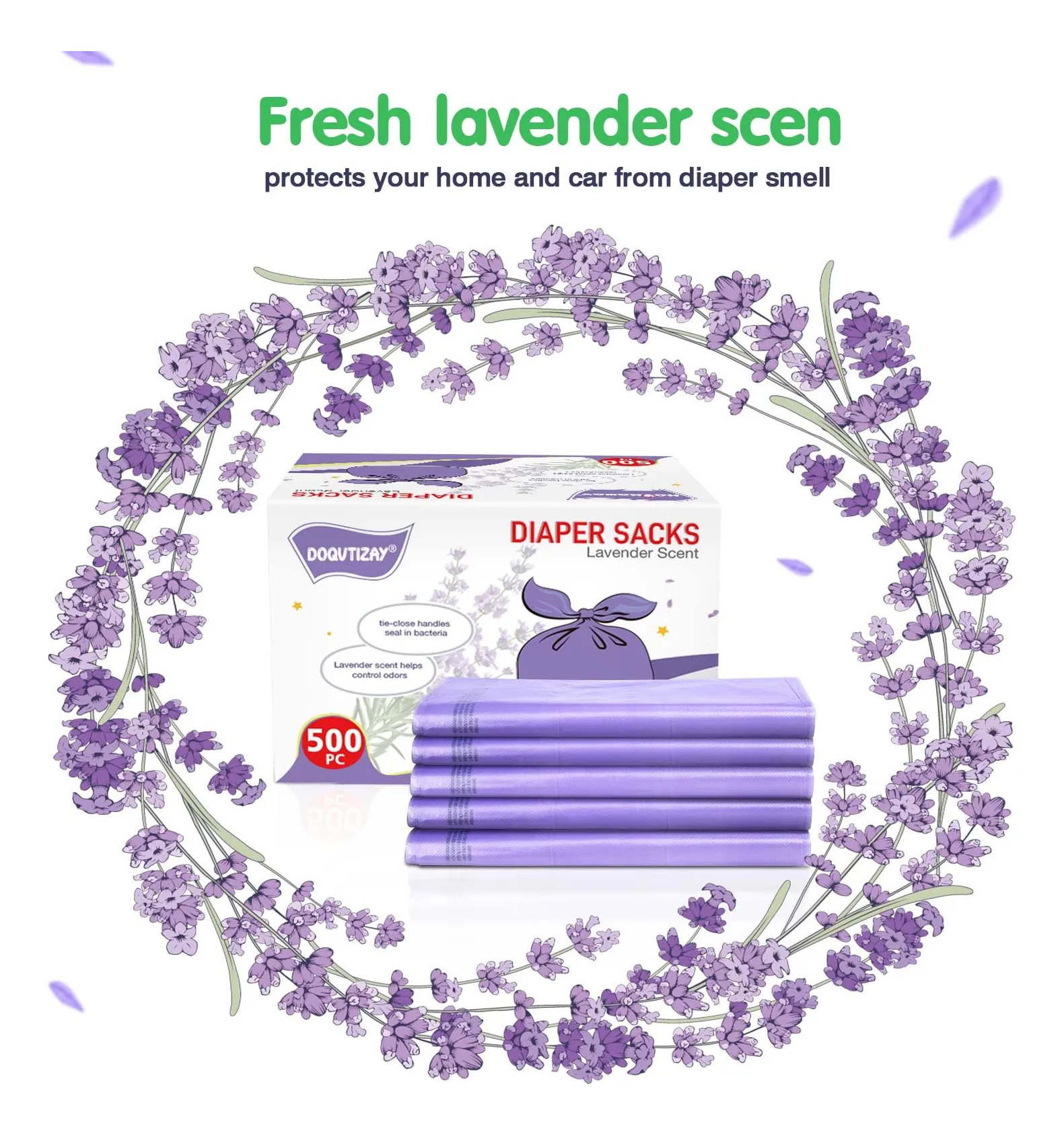 Sacos De Fraldas Doqvtizay Com Aroma De Lavanda 500 Unidade - Imagem 2