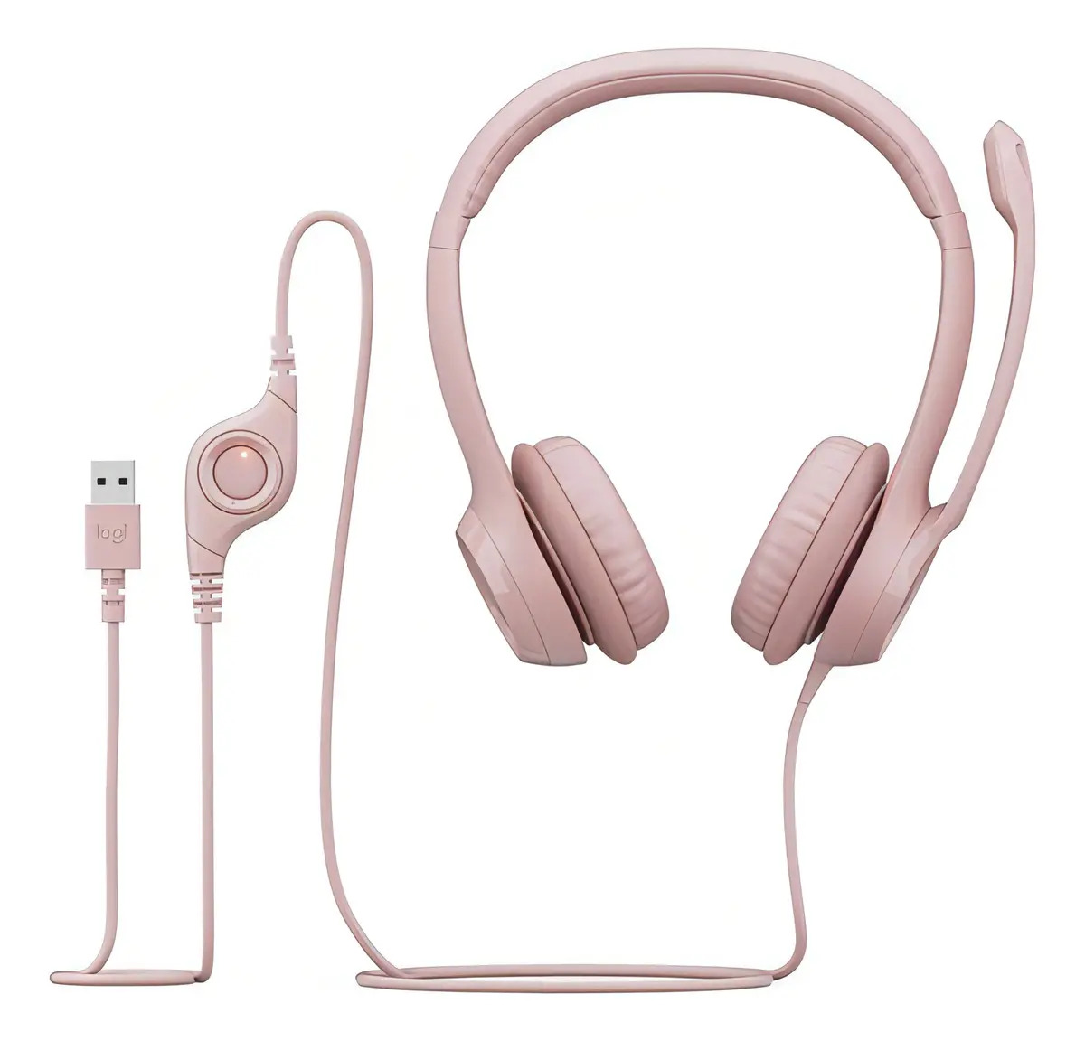 Fone de ouvido USB Logitech H390 com cancelamento de ruído rosa - Imagem 3