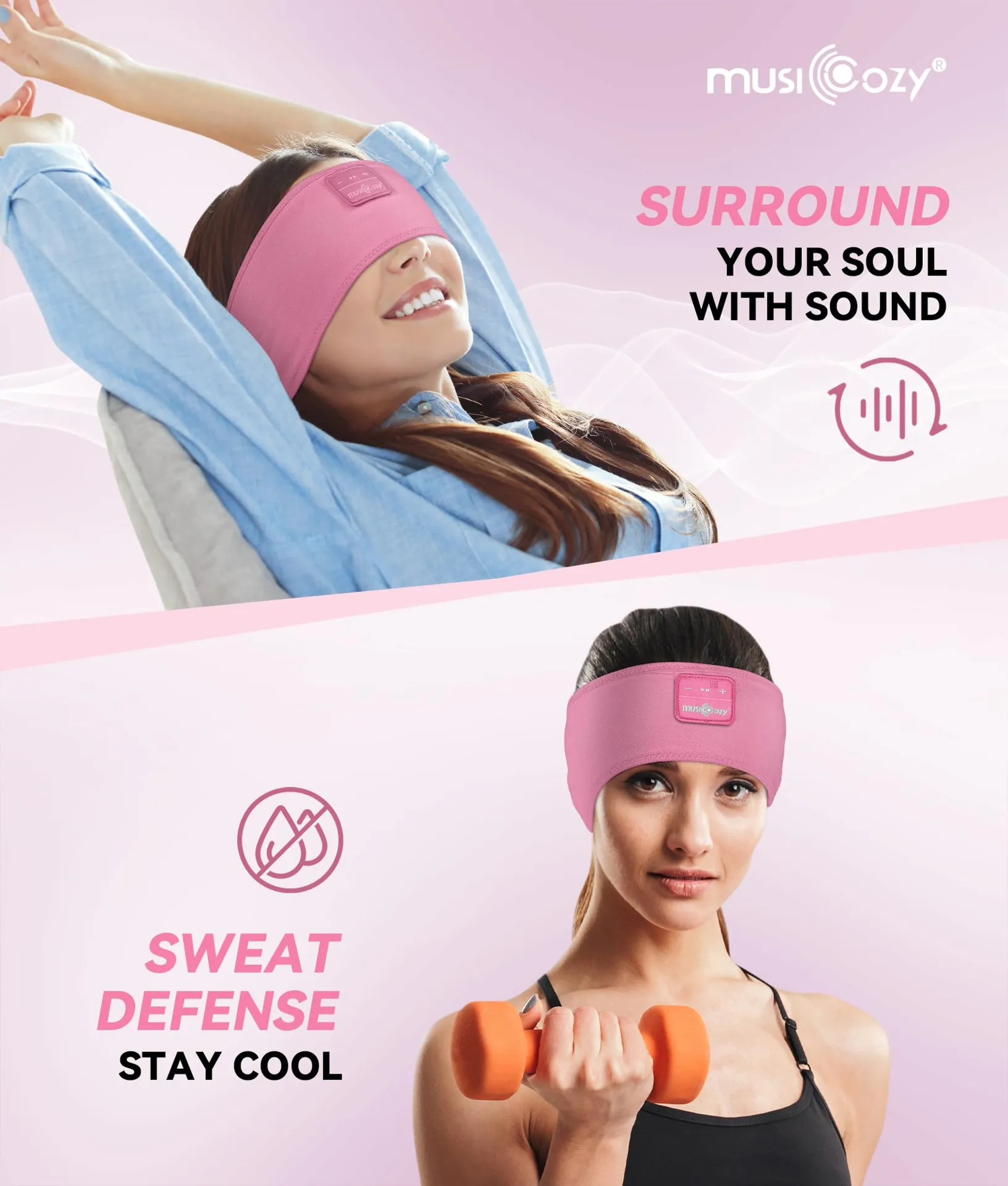 Banda De Fones De Ouvido Musicozy Bluetooth 5.4 Sleep Preto - Imagem 3