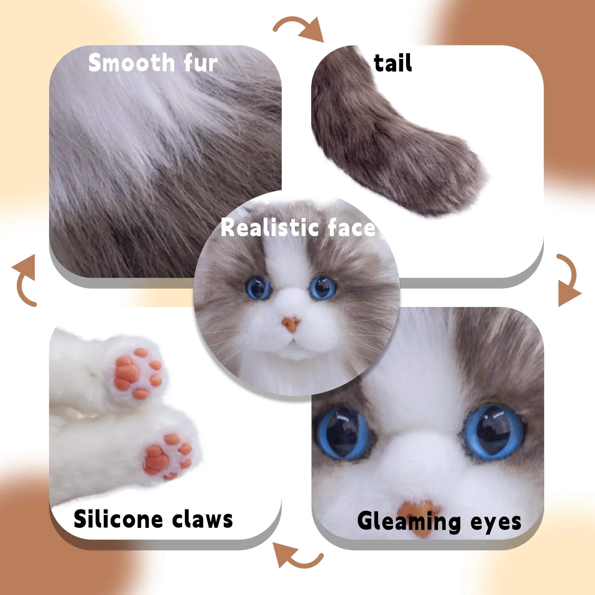 Brinquedo Macio Chongker Weighted Plush Cat 22 Para Abraçar Preto - Imagem 4
