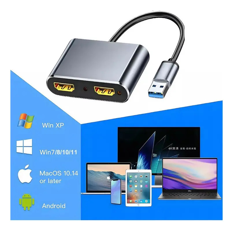 Adaptador Usb Para Dual Hdmi De Diferentes Exibições De Tela - Imagem 3