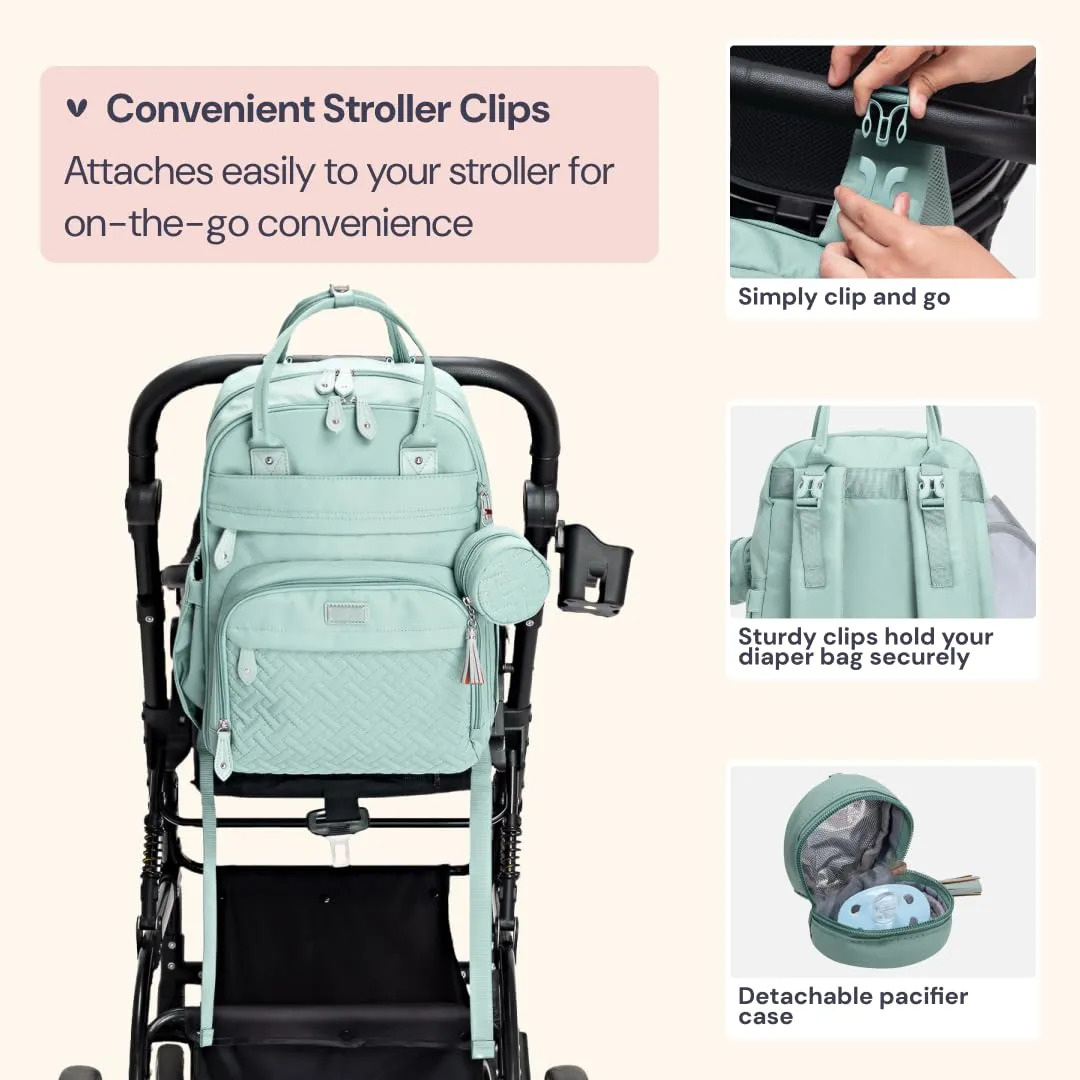 Mochila De Fraldas Babbleroo Resistente À Água Verde Sálvia - Imagem 7