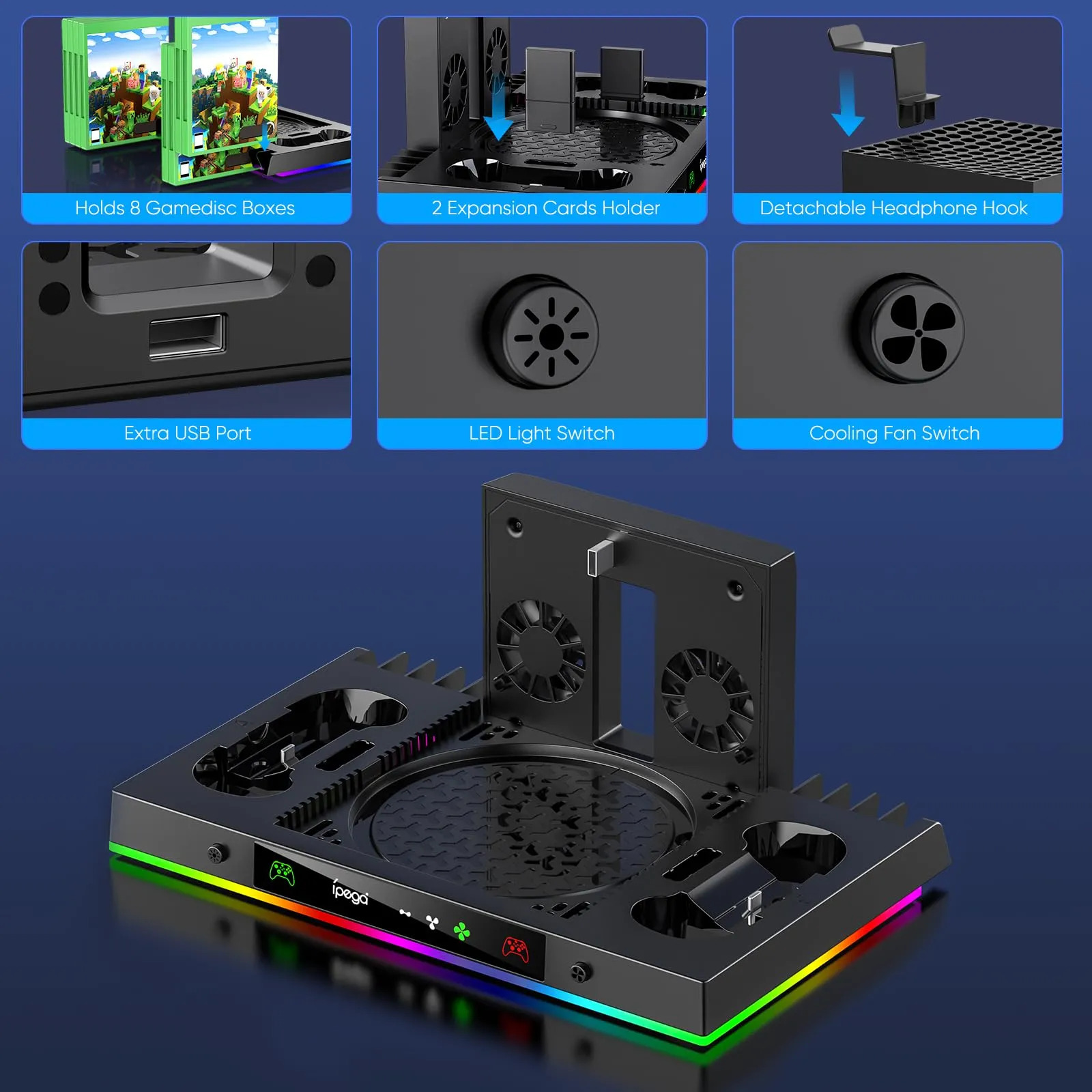Suporte Refrigerado Auarte Para Xbox Series X Com 2 Baterias - Imagem 6