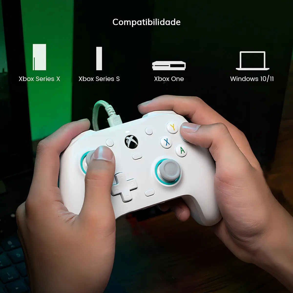 Controle GameSir G7 SE com Fio para Xbox One Series S X PC Hall Effect Botões Mecânicos Cor Branco - Imagem 3