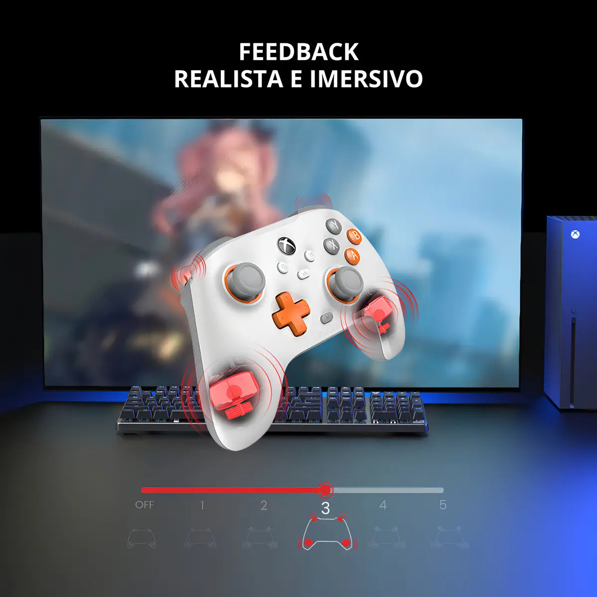 Controle Gamesir T7 com Fio para PC Xbox One Series S X Efeito Hall Stick Anti Drift Branco - Imagem 6