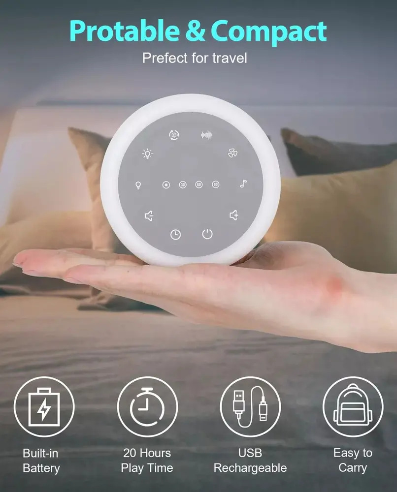 ~ Máquina Portátil De Ruído Branco Para Dormir De Bebê Com - Imagem 7