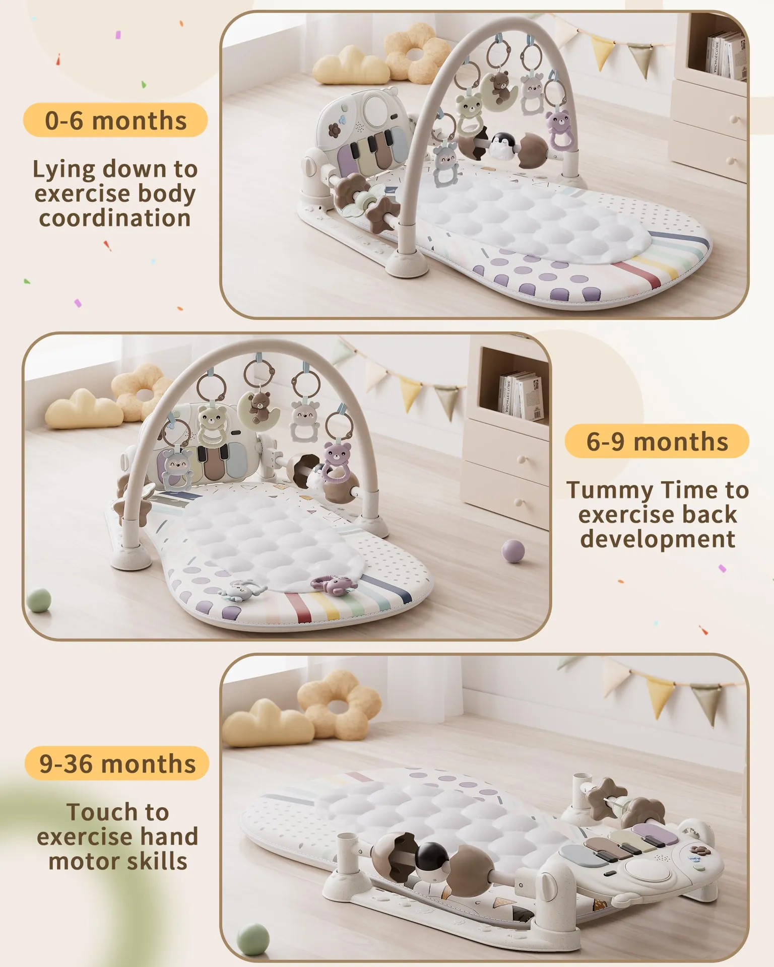 Ginásio De Atividades Bebê Stactcute Com Piano Multicolor - Imagem 5