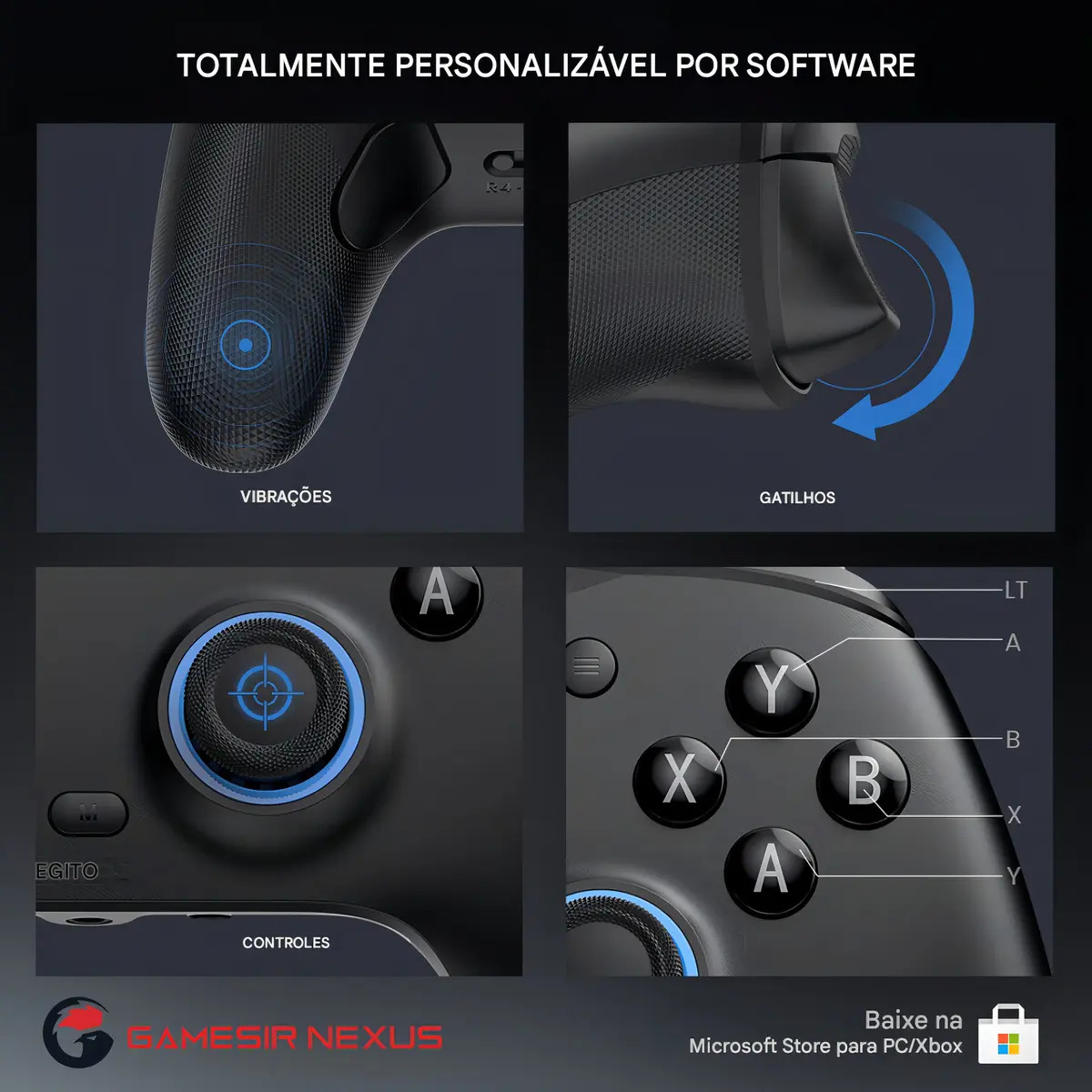 Controle GameSir G7 SE com Fio para Xbox One Series S X PC Hall Effect Botões Mecânicos Cor Preto - Imagem 4