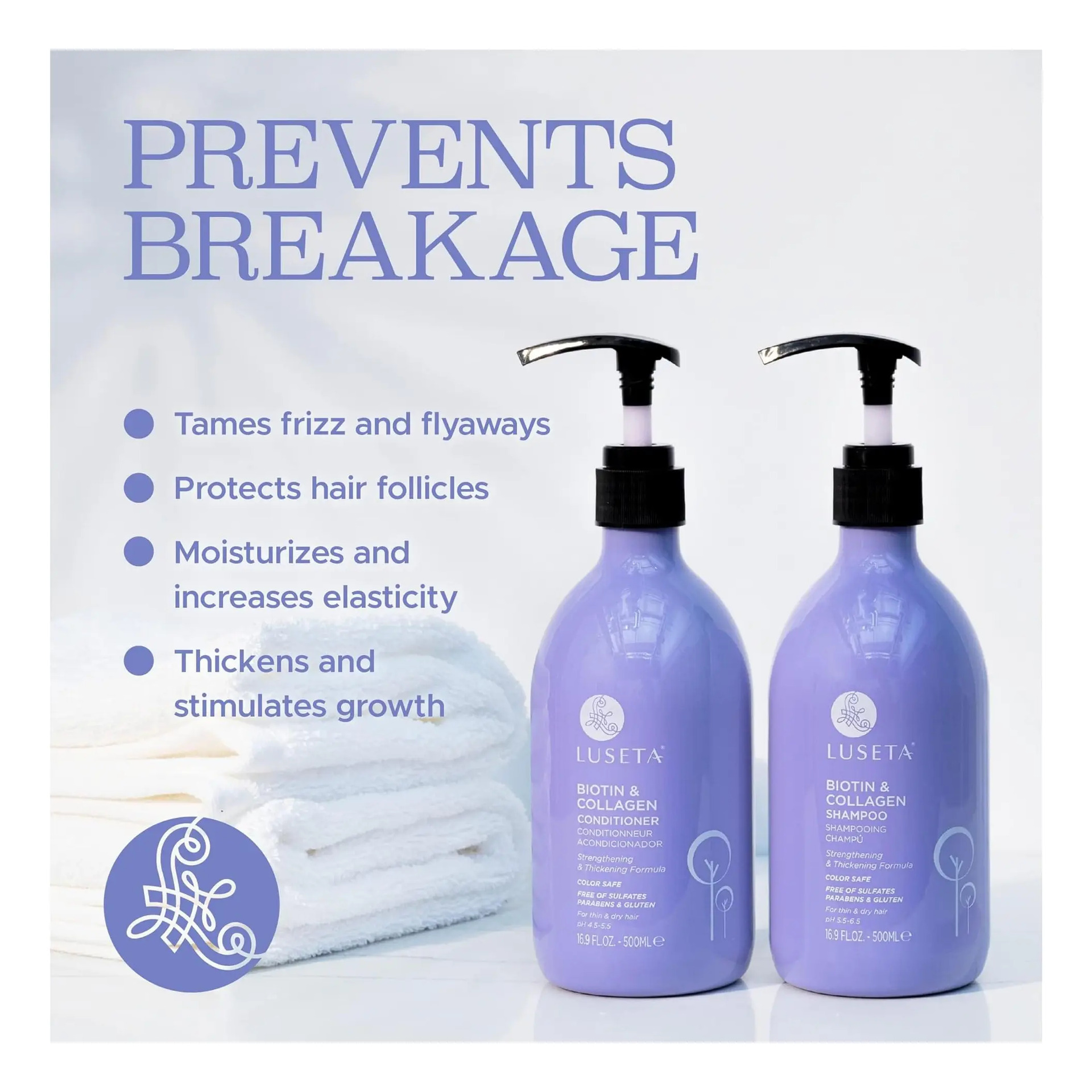Shampoo E Condicionador De Biotina Luseta Para Cabelo Suave - Imagem 5