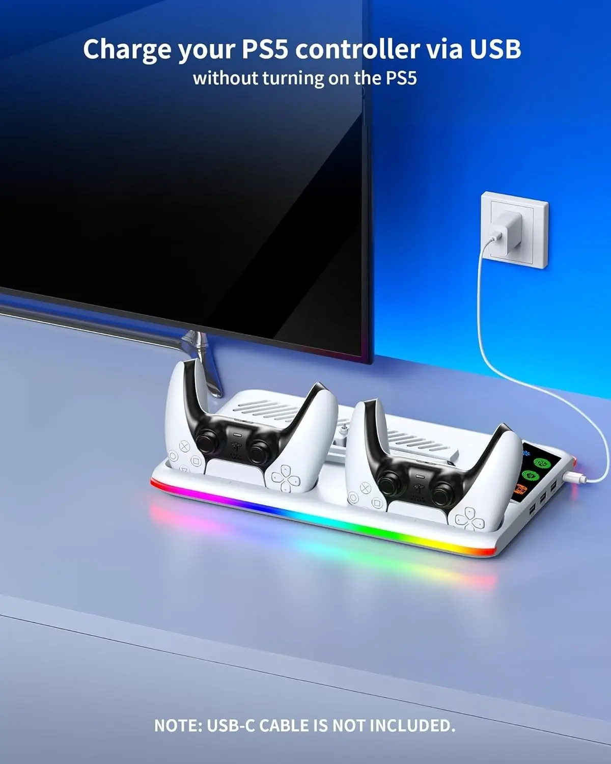 Base Carregadora Com Cooler Para Ps5 E 2 Controles - Imagem 9