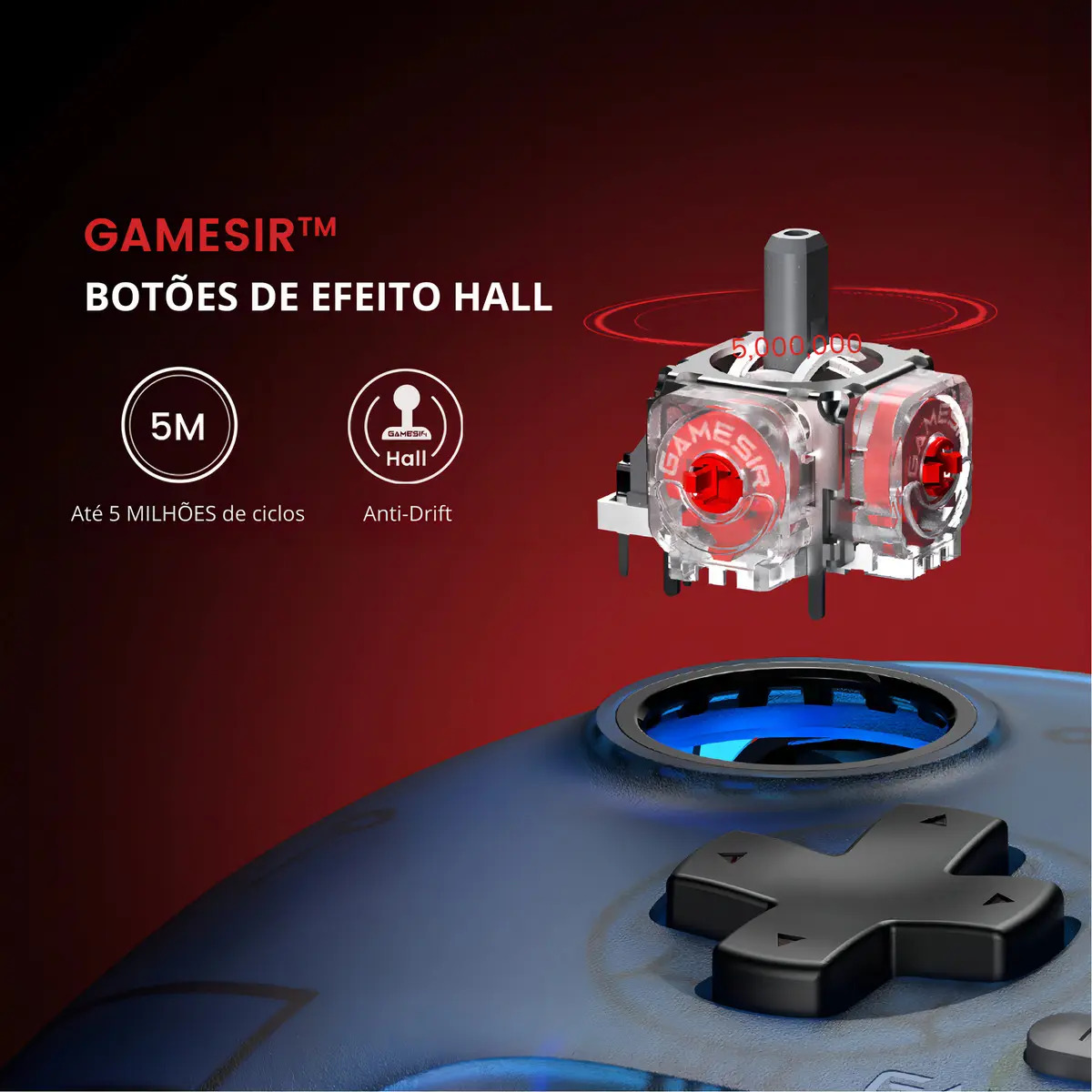 Controle Gamesir T7 Com Fio Para Pc Xbox One Series S X Efeito Hall Stick Anti Drift Azul - Imagem 7