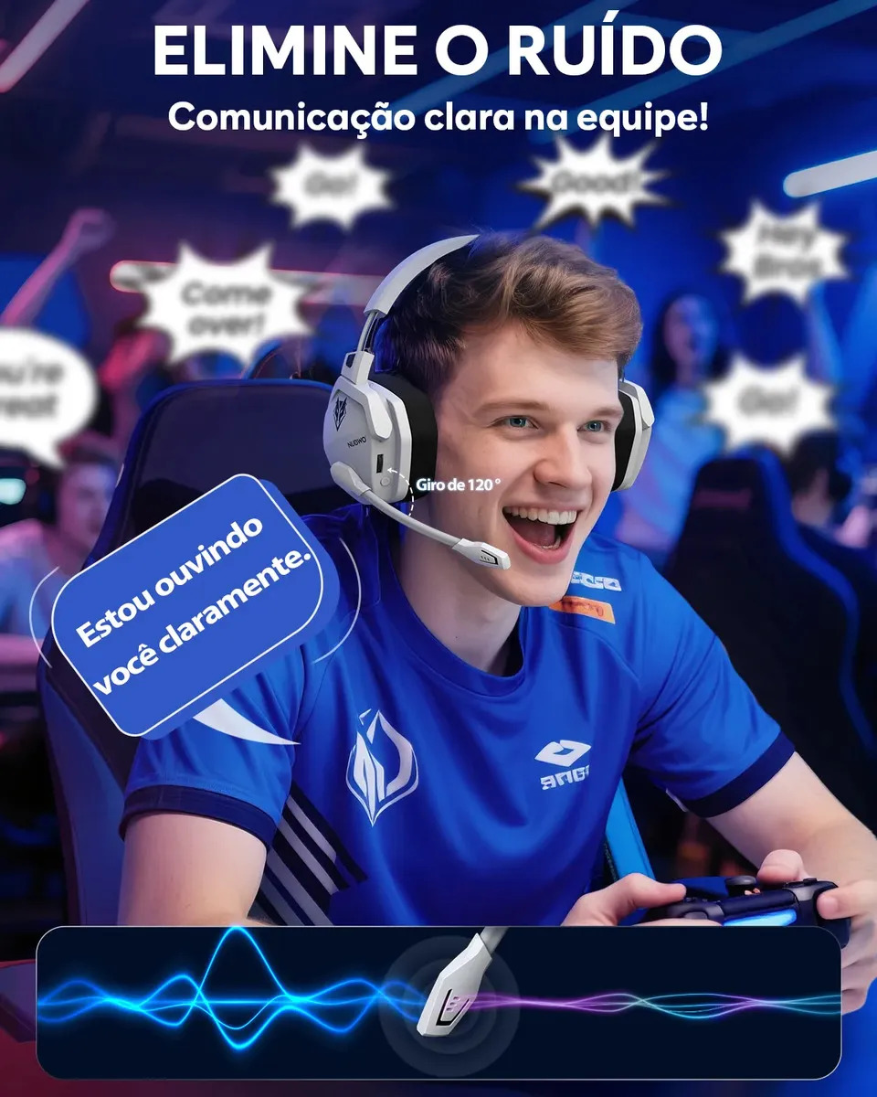 Wireless Headset Nubwo G06 Fone Gamer 2.4ghz Usb Bluetooth Wireless Latencia Baja 23ms Sonido 7.1 Bateria 100h Para PC/PS4/PS5/Xbox - Imagem 3