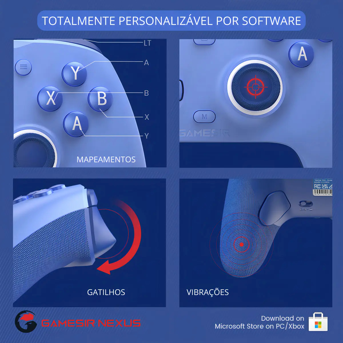 Controle Gamesir G7 Se Com Fio Para Xbox One Series S X Pc Hall Effect Botões Mecânicos Cor Azul - Imagem 5