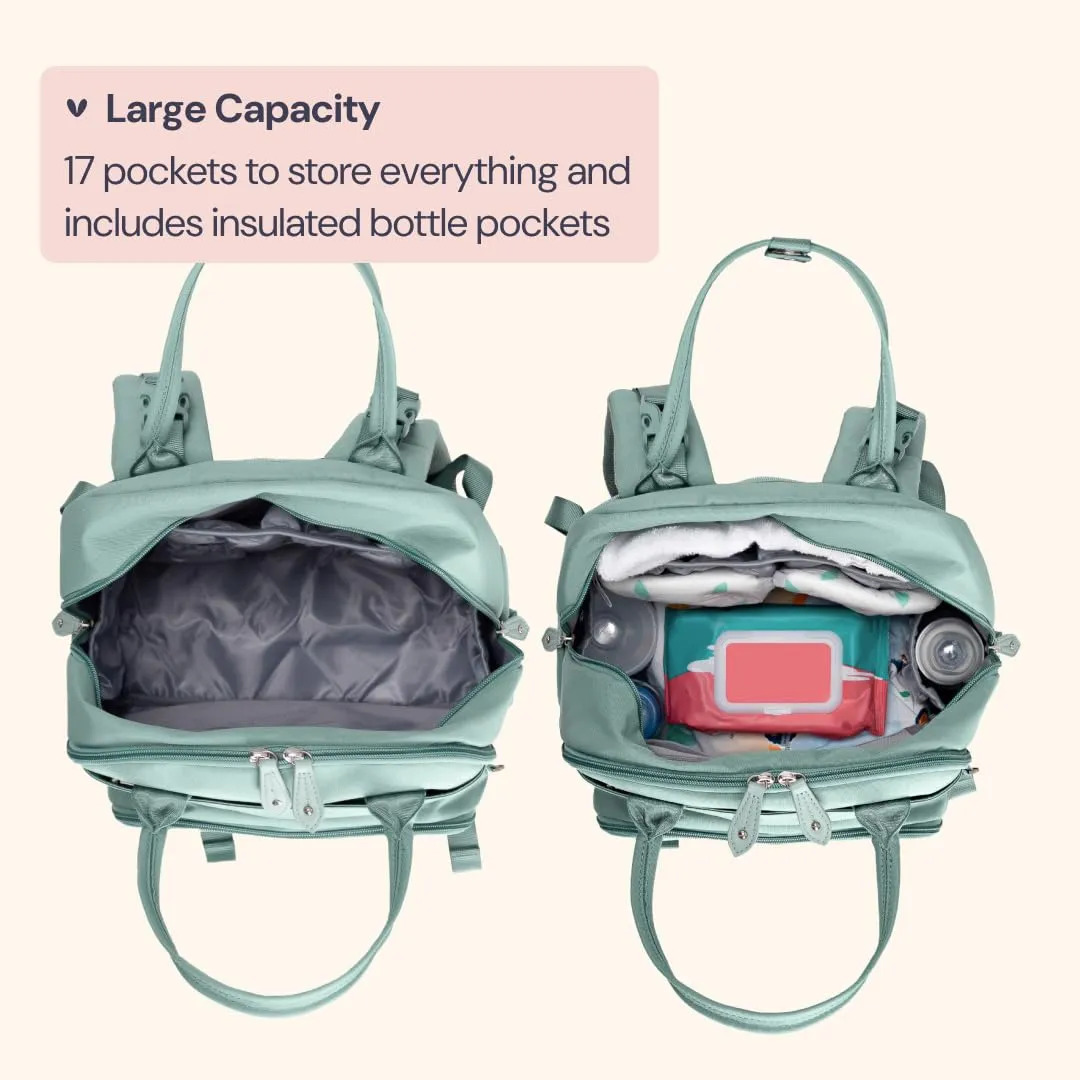 Mochila De Fraldas Babbleroo Resistente À Água Verde Sálvia - Imagem 4
