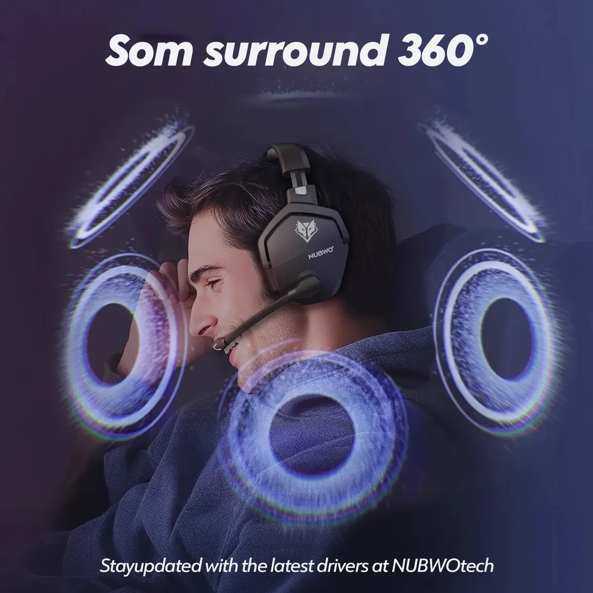Fones de ouvido Gamer Nubwo G06 Gamer 2.4ghz Usb Bluetooth 5.3 Wireless Latencia Baja 23ms Sonido 7.1 Bateria 100h para PC/PS4/PS5/Xbox - Imagem 5