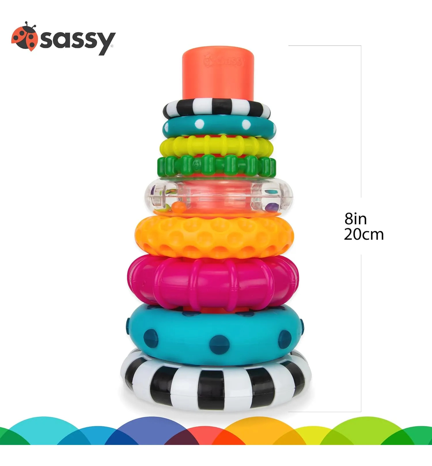 Brinquedo Sassy Stacks Of Circles Stacking Ring Stem Learnin - Imagem 4