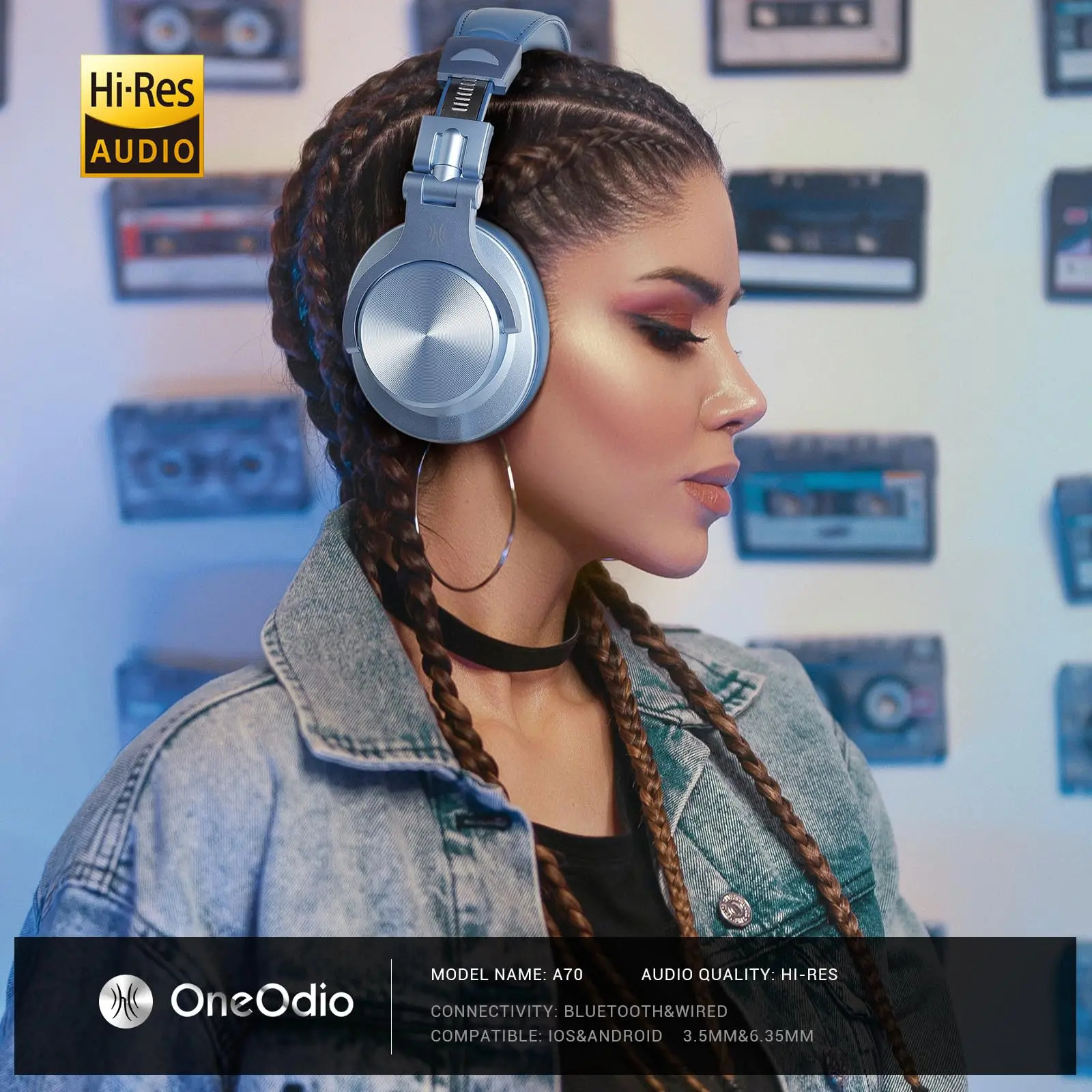 Fones De Ouvido Oneodio A70 Bluetooth Over Ear Com 72h De Te - Imagem 2