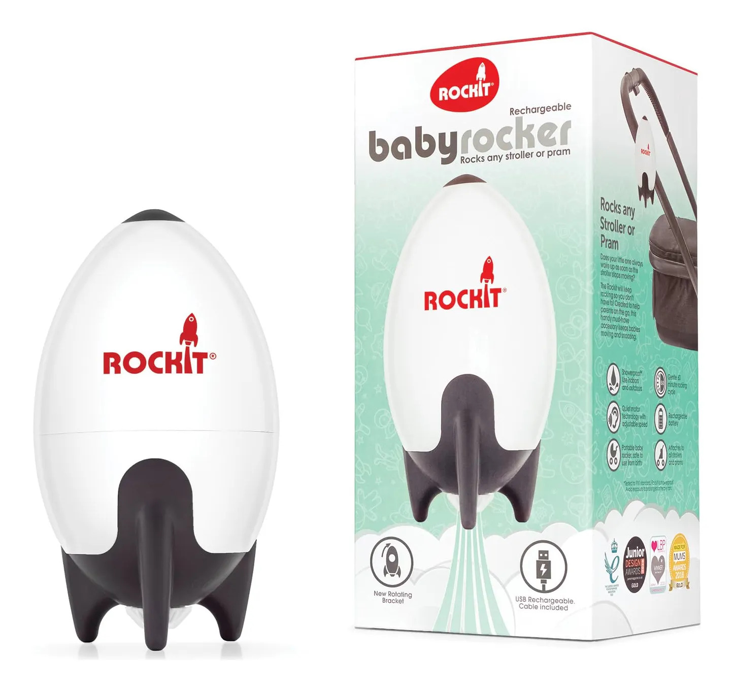 Rockit Baby Rocker Para Carrinho De Criança - Usb Recarregáv