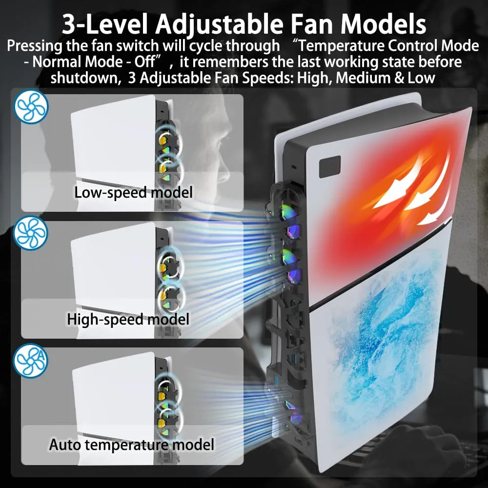 Ventoinha De Resfriamento Para Ps5 Slim Com Iluminação Rgb E - Imagem 4