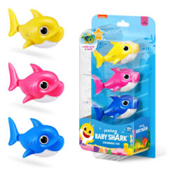 Pacote Com 3 Brinquedos De Banho Robo Alive Mini Baby Shark Azul-turquesa
