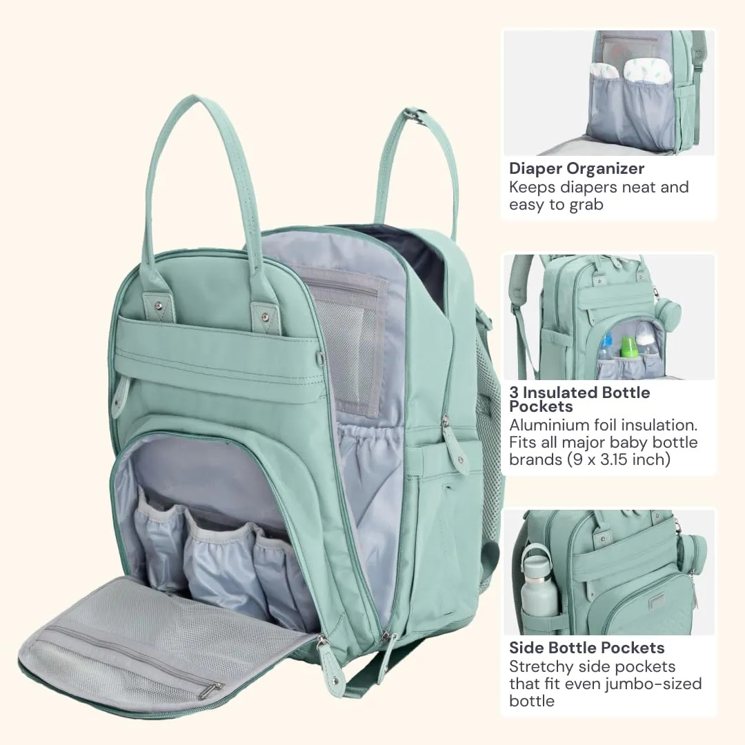 Mochila De Fraldas Babbleroo Resistente À Água Verde Sálvia - Imagem 5