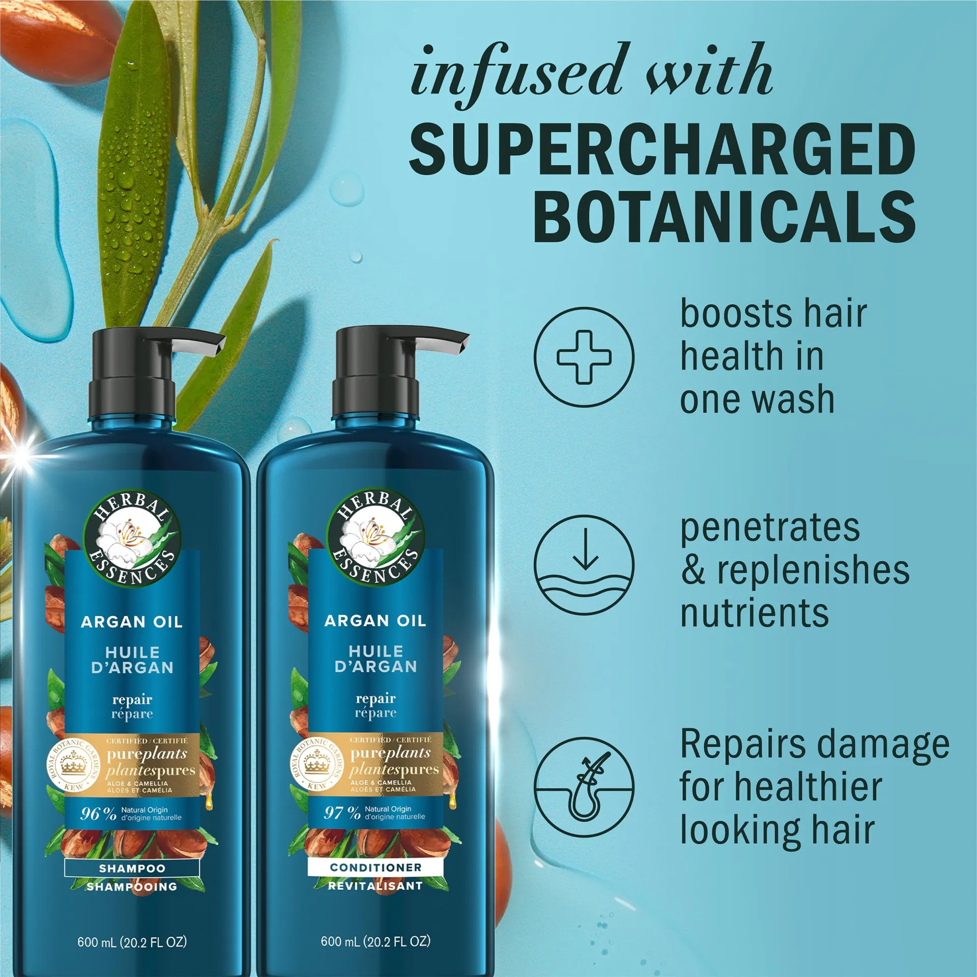 Conjunto De Shampoo E Condicionador De Óleo De Argão Herbal - Imagem 2