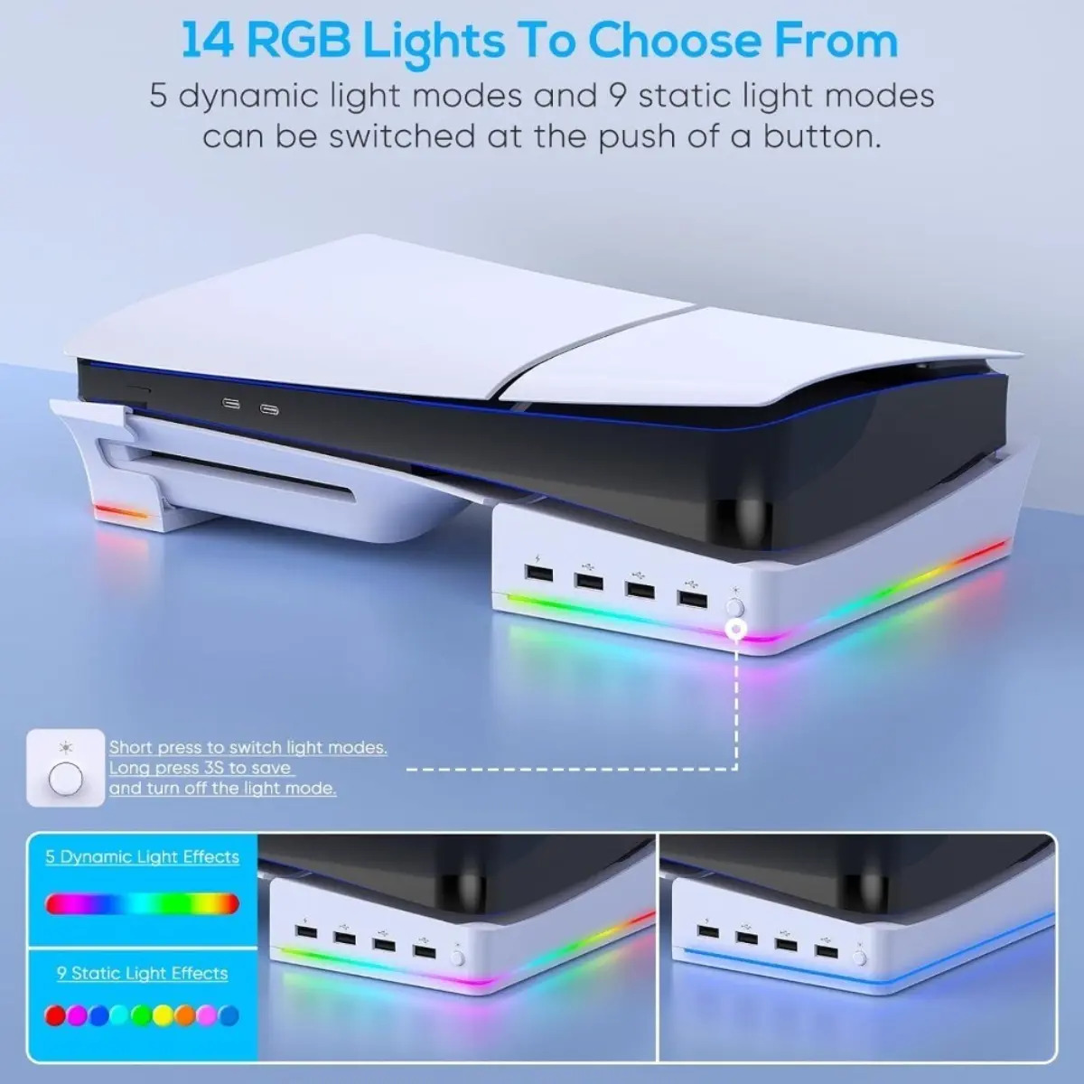 Suporte Rgb Horizontal Com Hub Usb Para Console Ps5 Slim/pro - Imagem 4