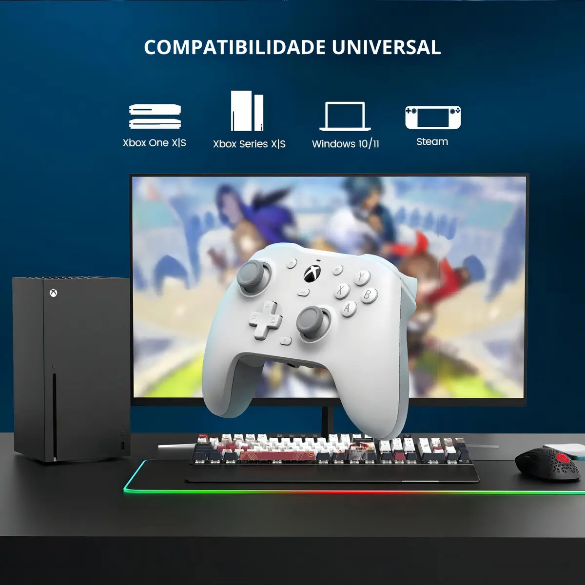 Controle GameSir G7 HE para Xbox One Series S X PC Joystick Hall Effect Vibração Ajustável Cor Branco - Imagem 2