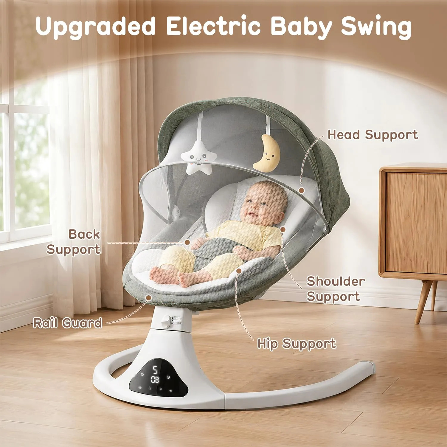 Balanço Elétrico Para Bebês Riviplou Bluetooth 5 Velocidades - Imagem 2