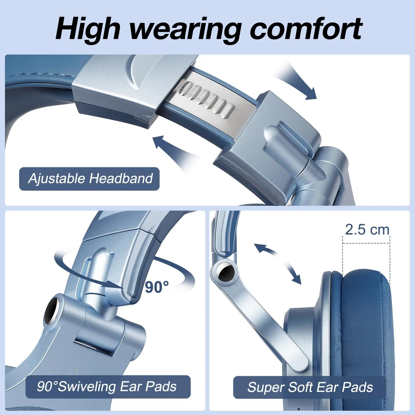 Fones De Ouvido Oneodio A70 Bluetooth Over Ear Com 72h De Te - Imagem 6