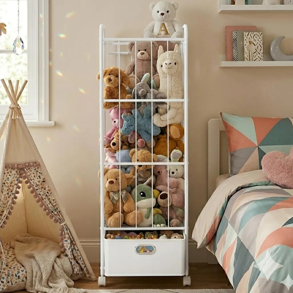 Organizador De Brinquedos Puppiluv Com Rodas Para Bichos De Branco - Imagem 2