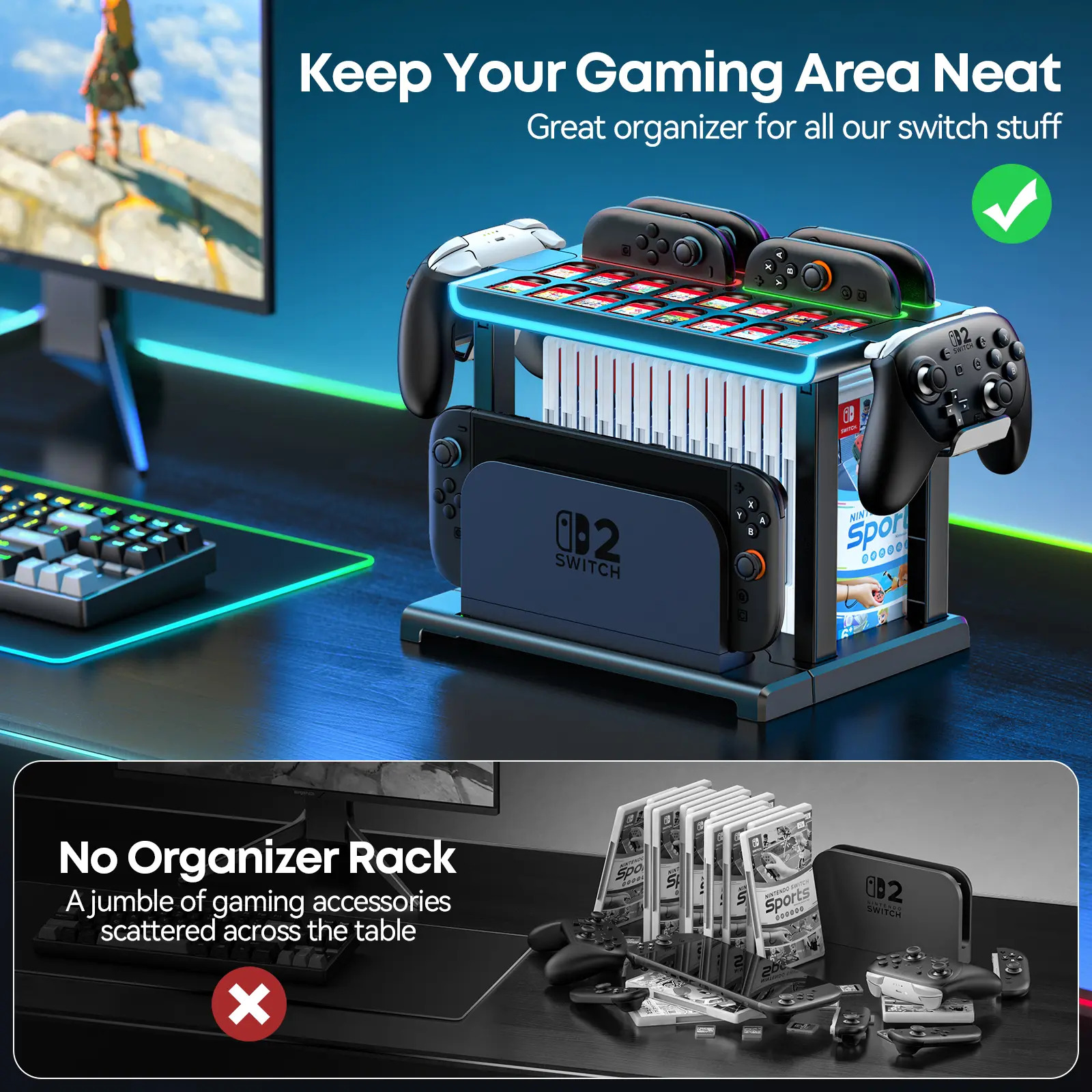Organizador De Jogos Torre Com Carregador Para Nintendo Swit - Imagem 4